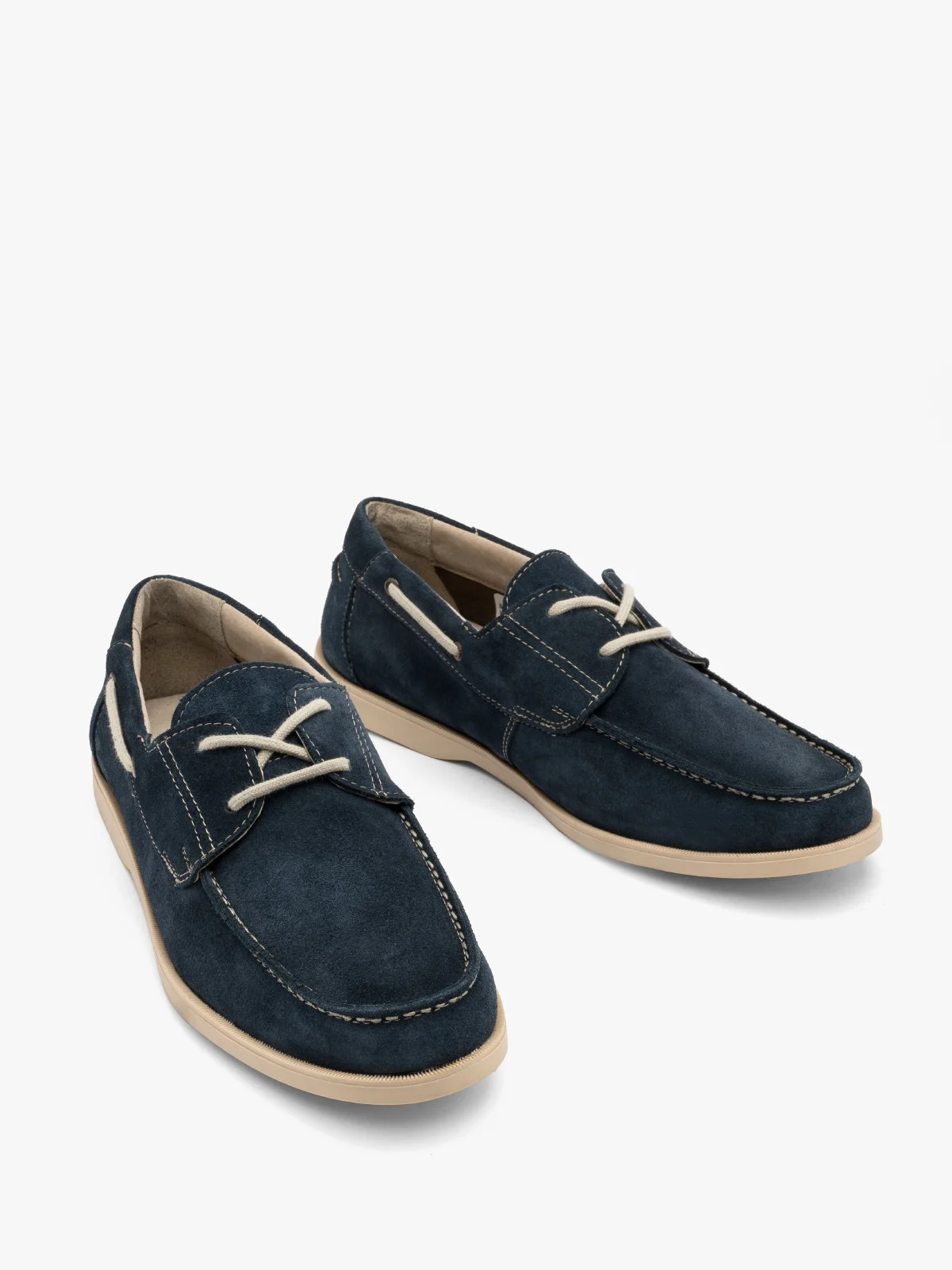 Granatowy półbut męski z ozdobnym sznurowaniem