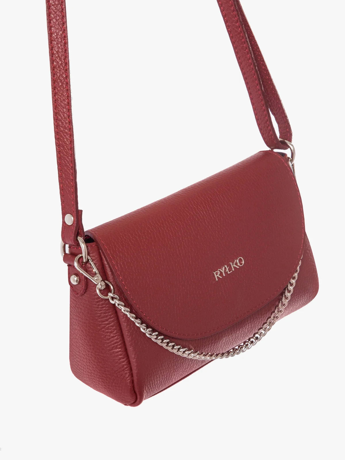 Bordowa torebka damska z łańcuszkiem