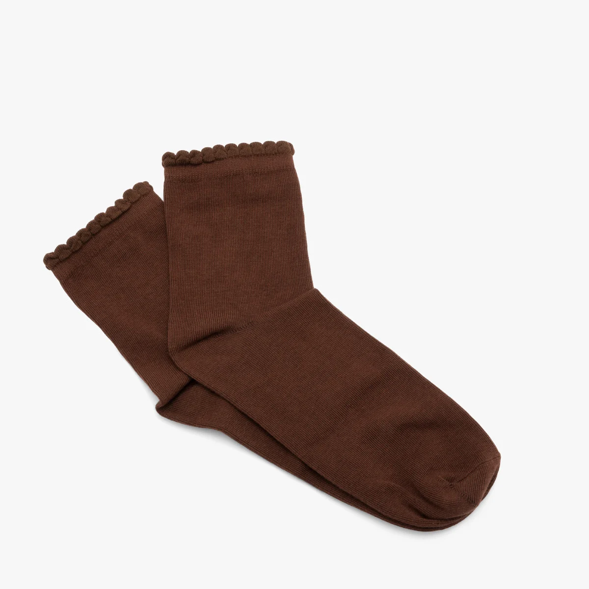 Brązowe skarpety bawełniane z falbanką