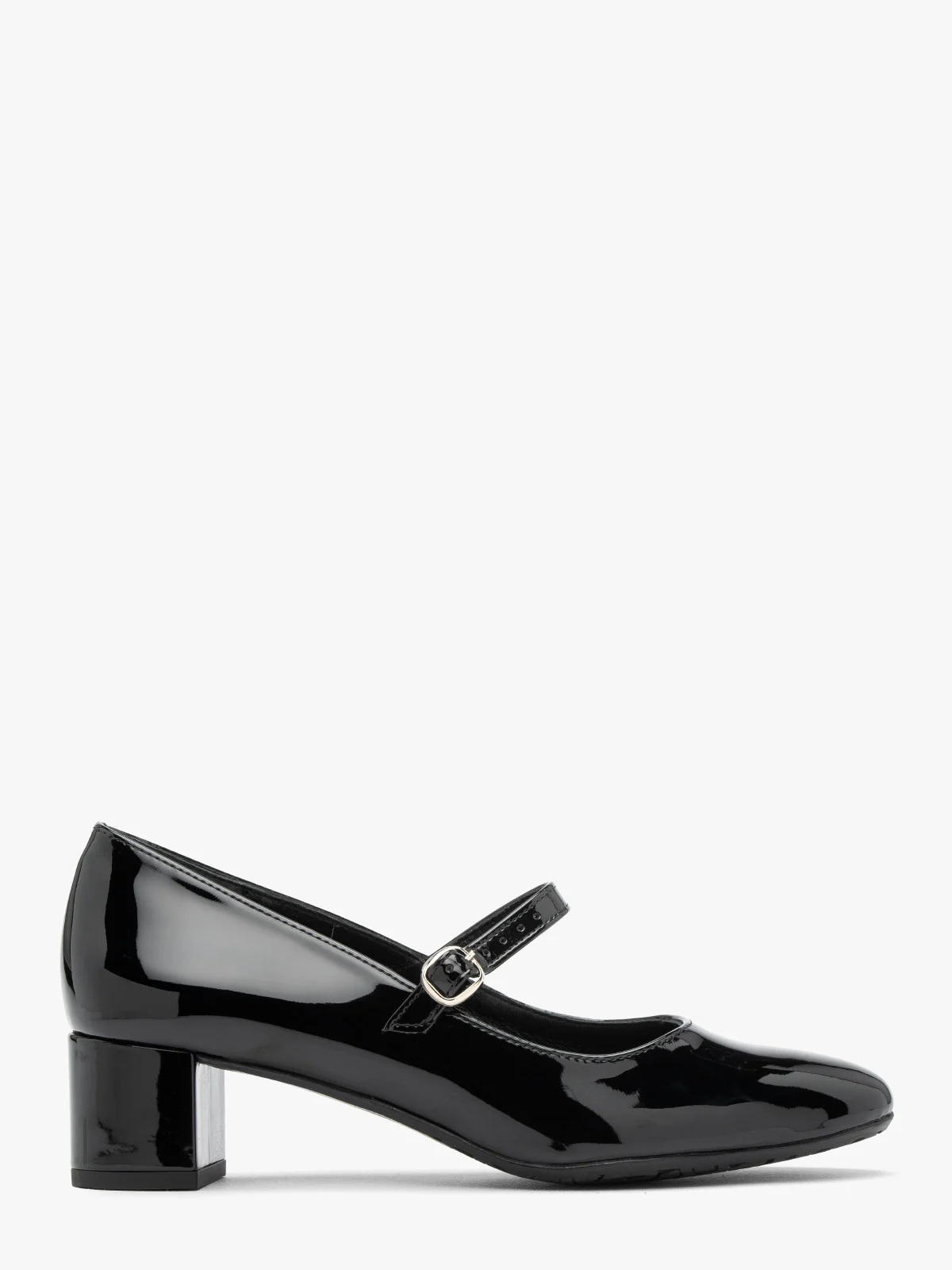 Czarne czółenka z paskiem na niskim słupku