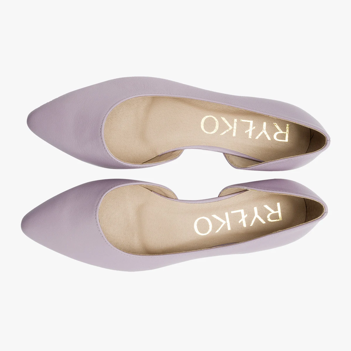 Liliowe baleriny z ozdobną cholewką