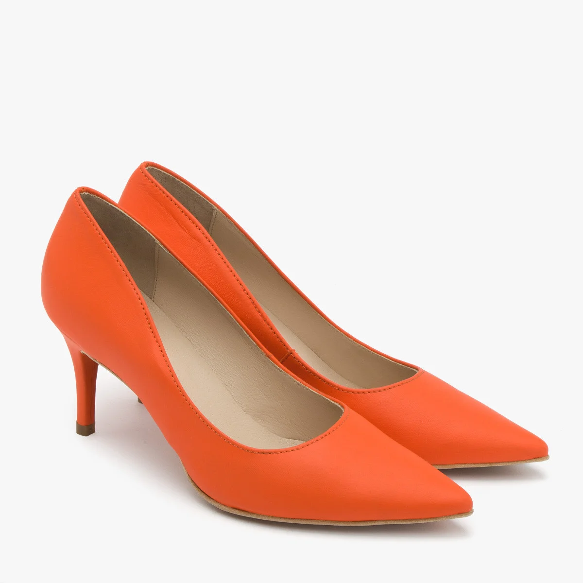 Pomarańczowe czółenka na szpilce