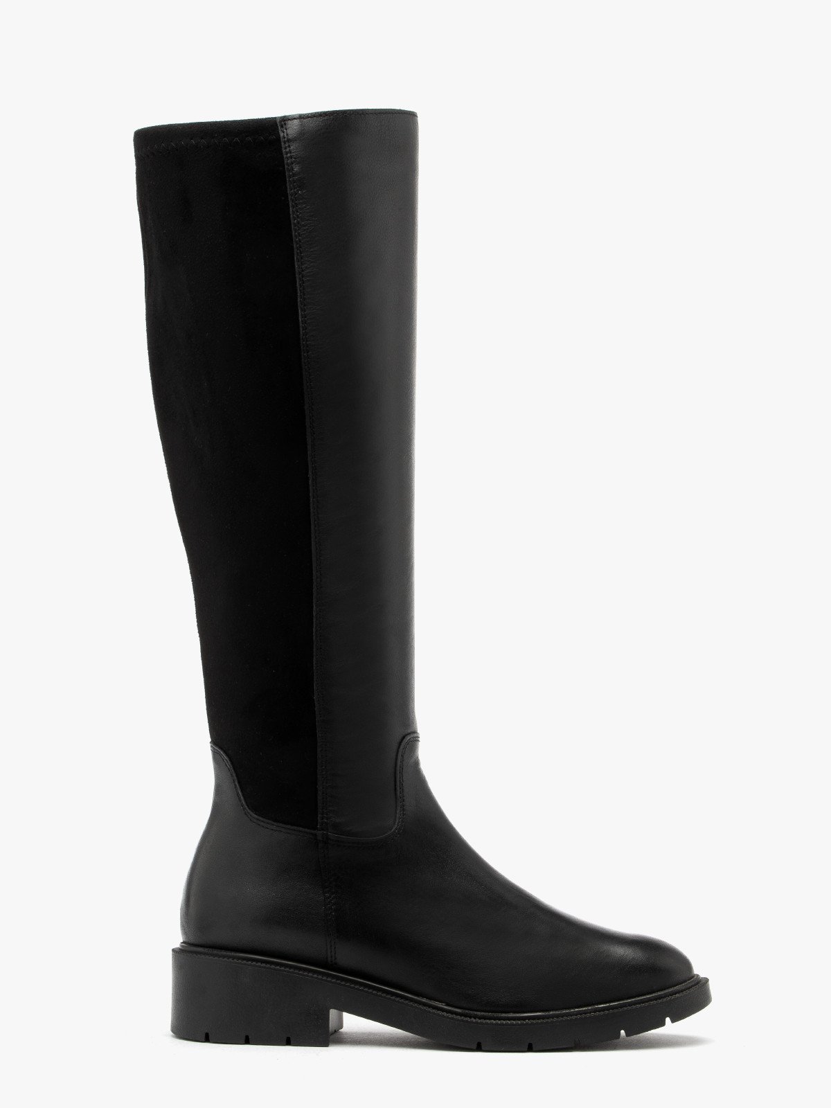 Czarne kozaki z elastyczną szeroką cholewką