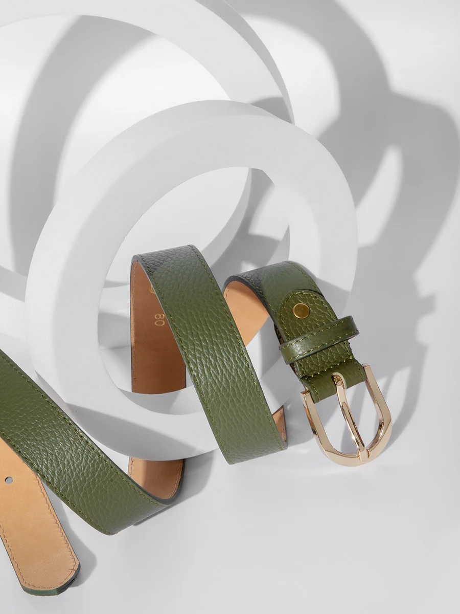 Oliwkowy pasek damski