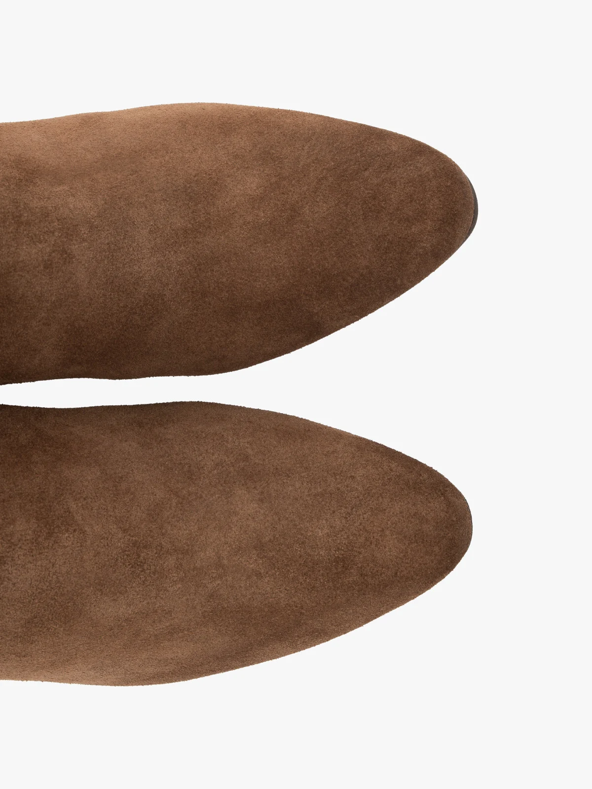 Brązowe kozaki ze skóry welurowej na słupkowym obcasie