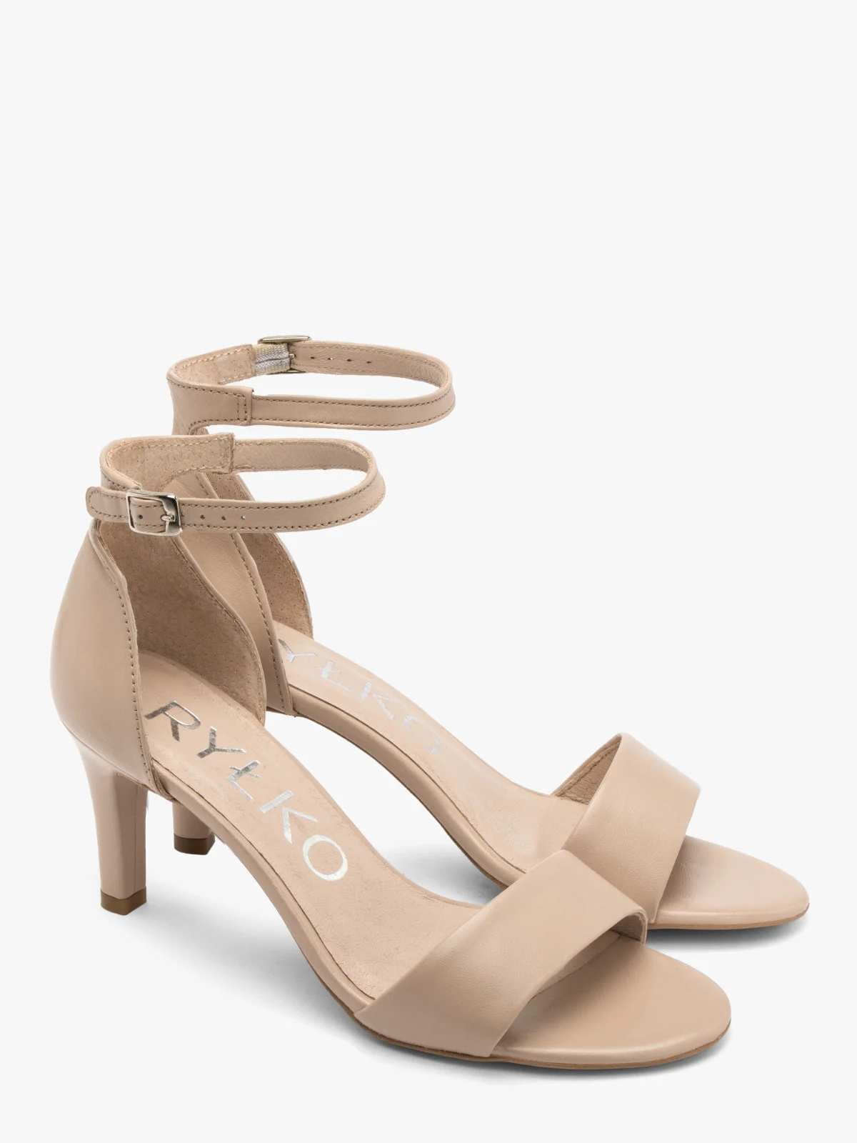 Sandały w kolorze beżowym na szpilce