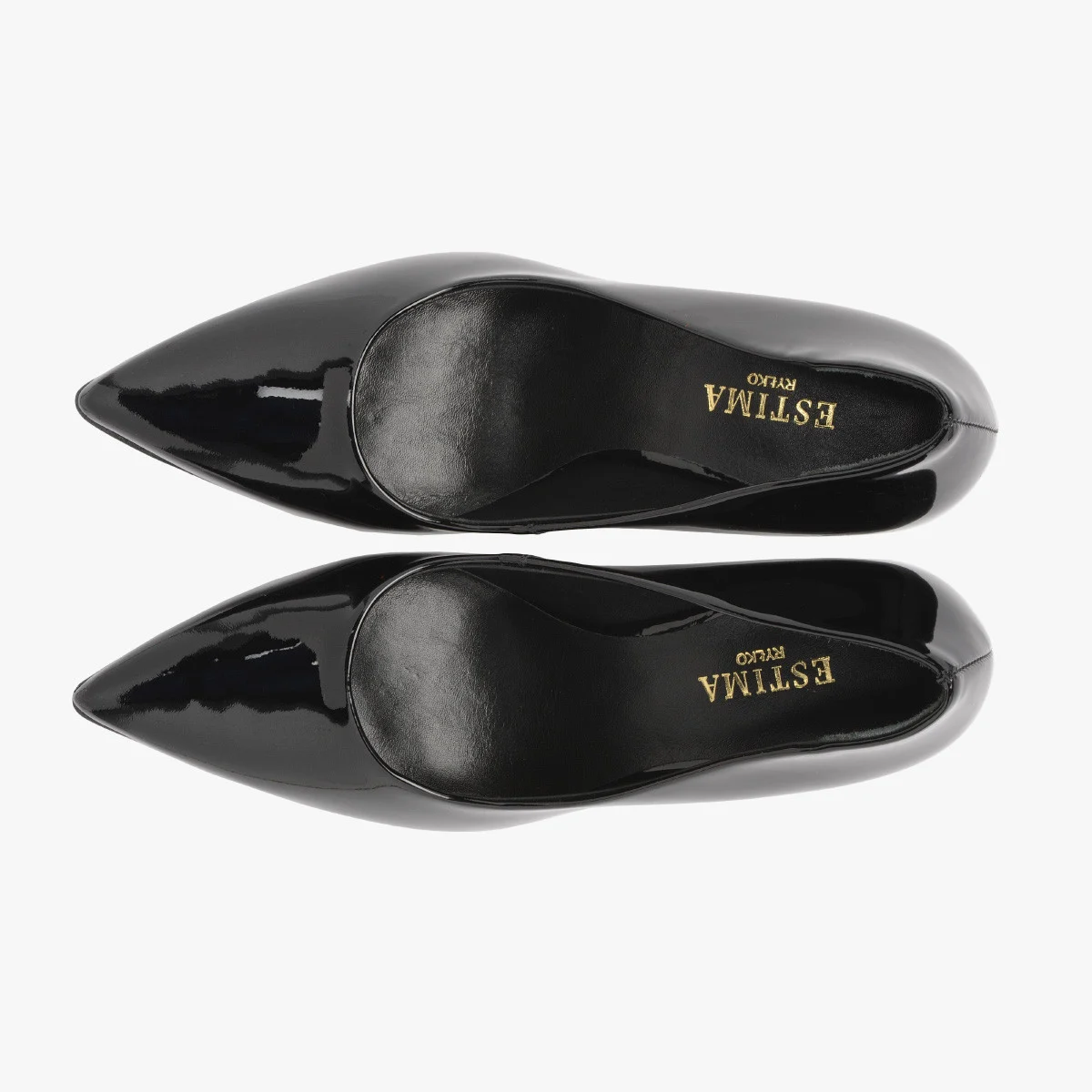 Czarne, lakierowane czółenka na wysokiej szpilce