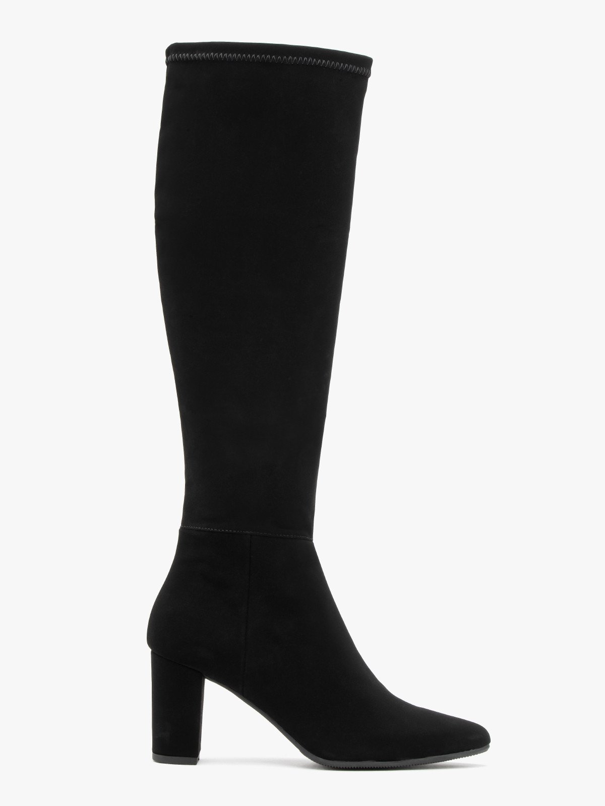 Elastyczne czarne kozaki z szeroką cholewką