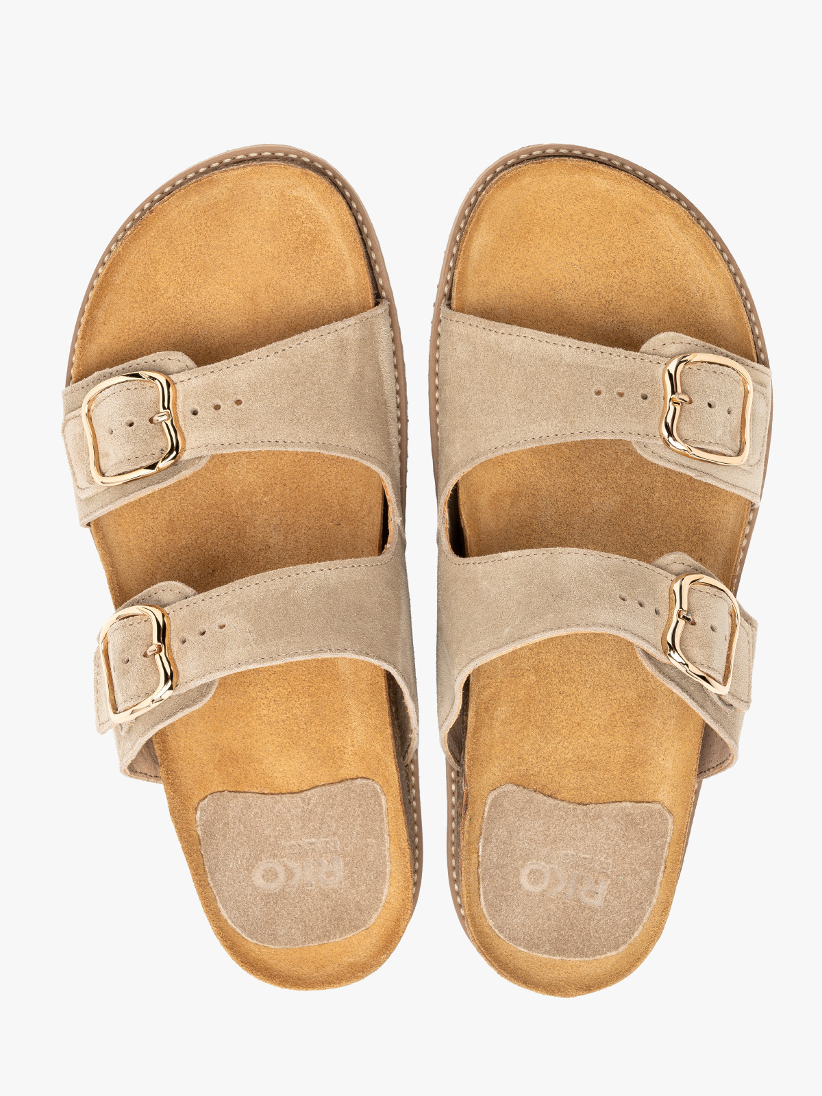 Welurowe klapki damskie w piaskowym kolorze