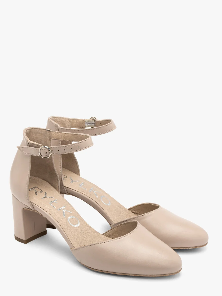 Beżowe czółenka z paskiem wokół kostki