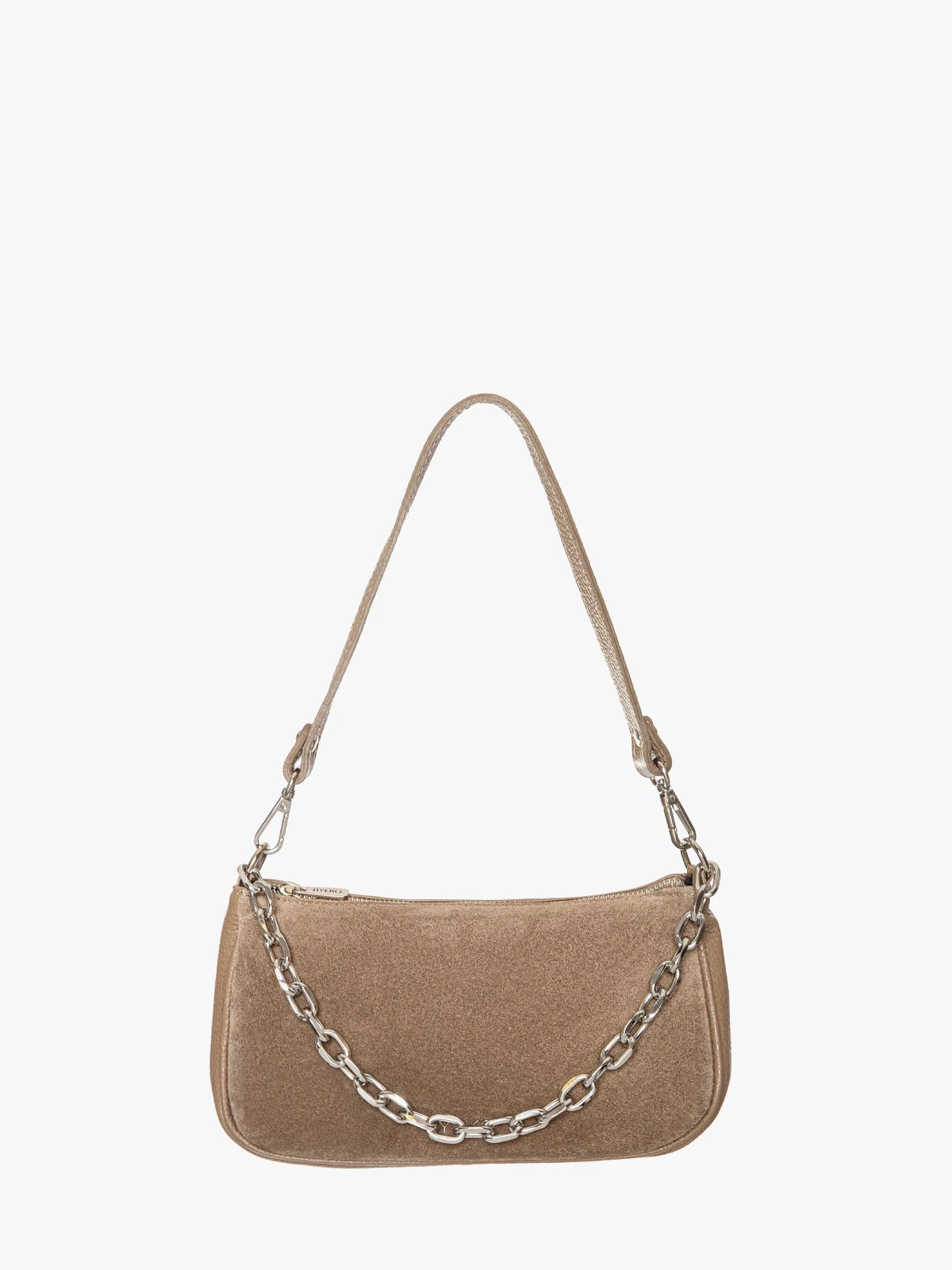 Beżowa torebka z ozdobnym łańcuchem