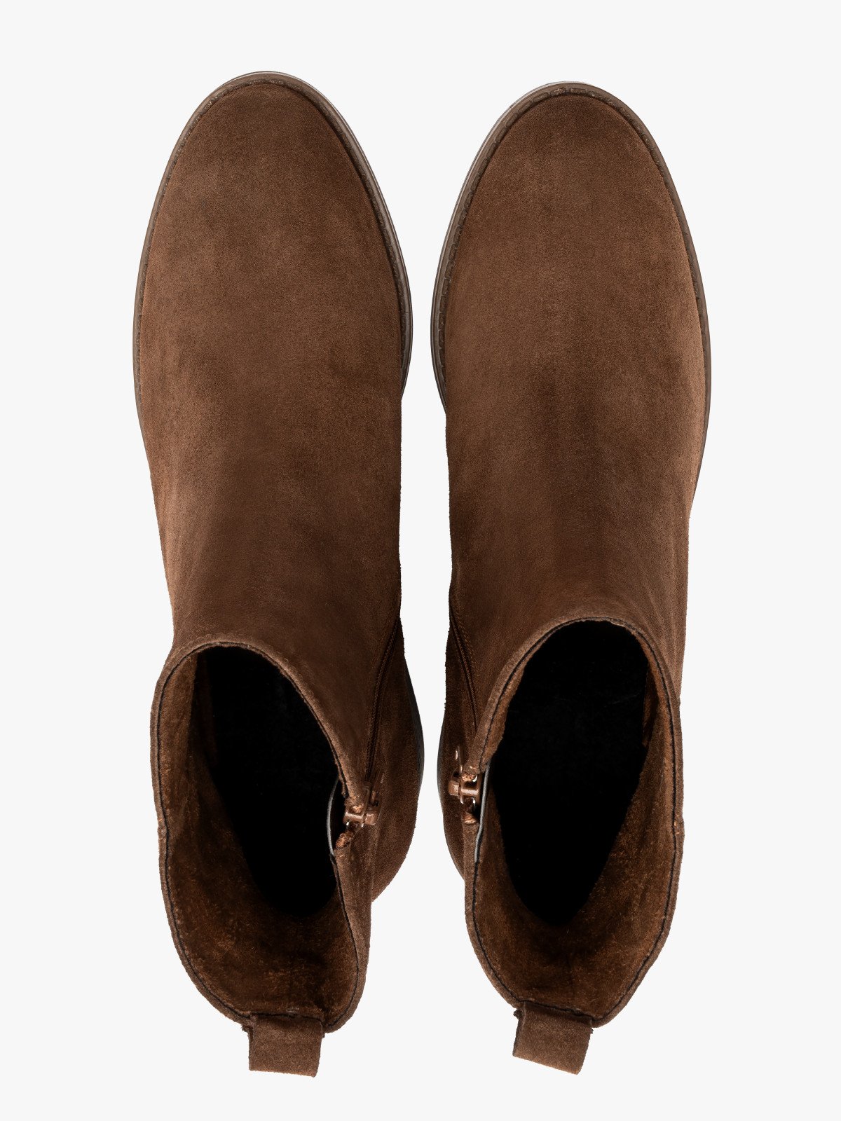 Brązowe botki damskie z weluru