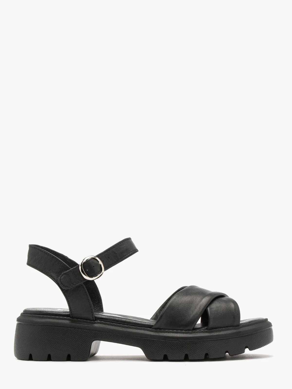 Czarne sandały z ozdobną cholewką