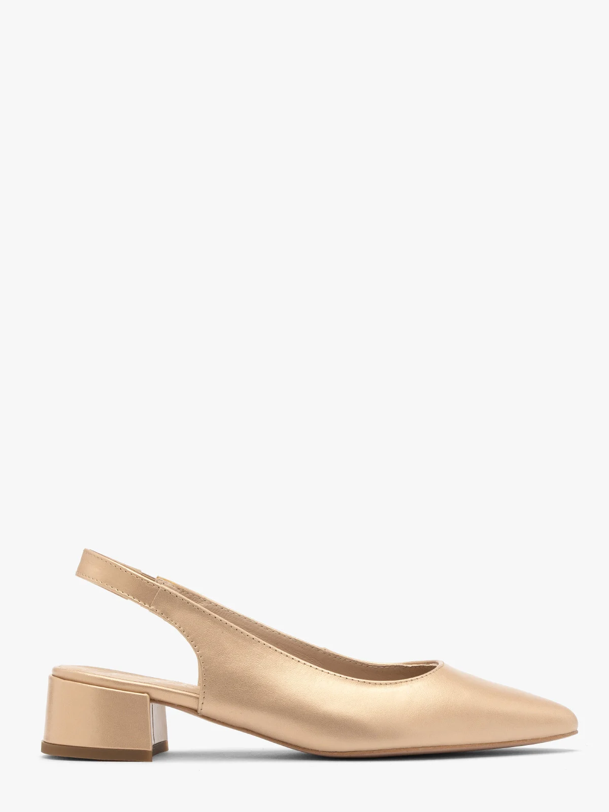 Złote czółenka damskie z otwartą piętą