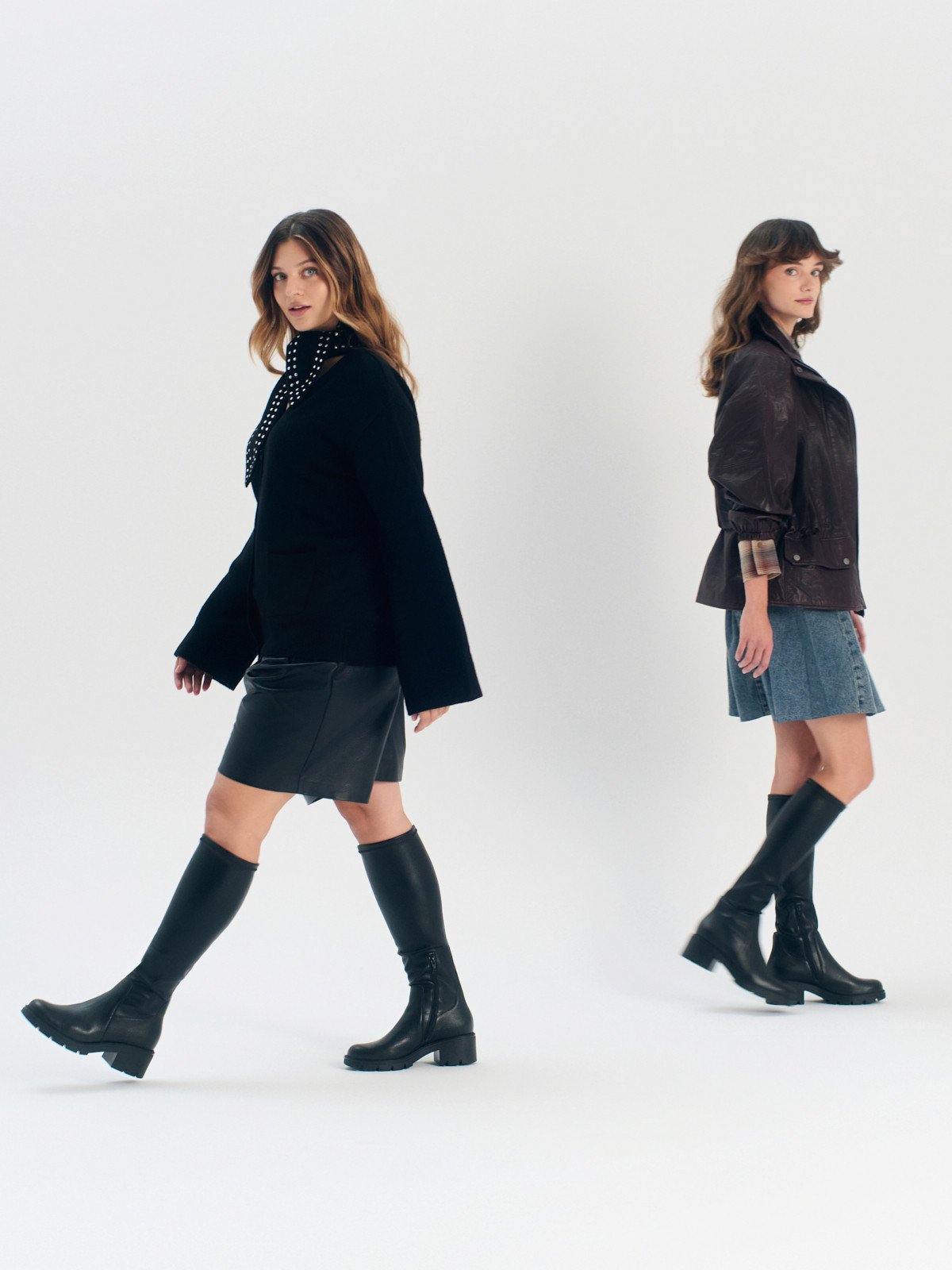 Czarne elastyczne kozaki z szeroką cholewką