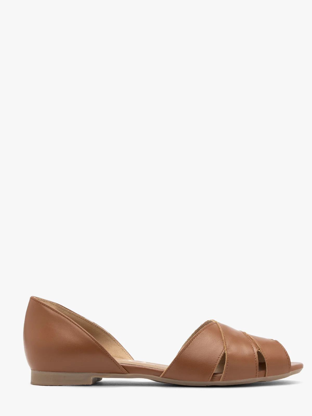 Jasnobrązowe baleriny z ozdobną cholewką