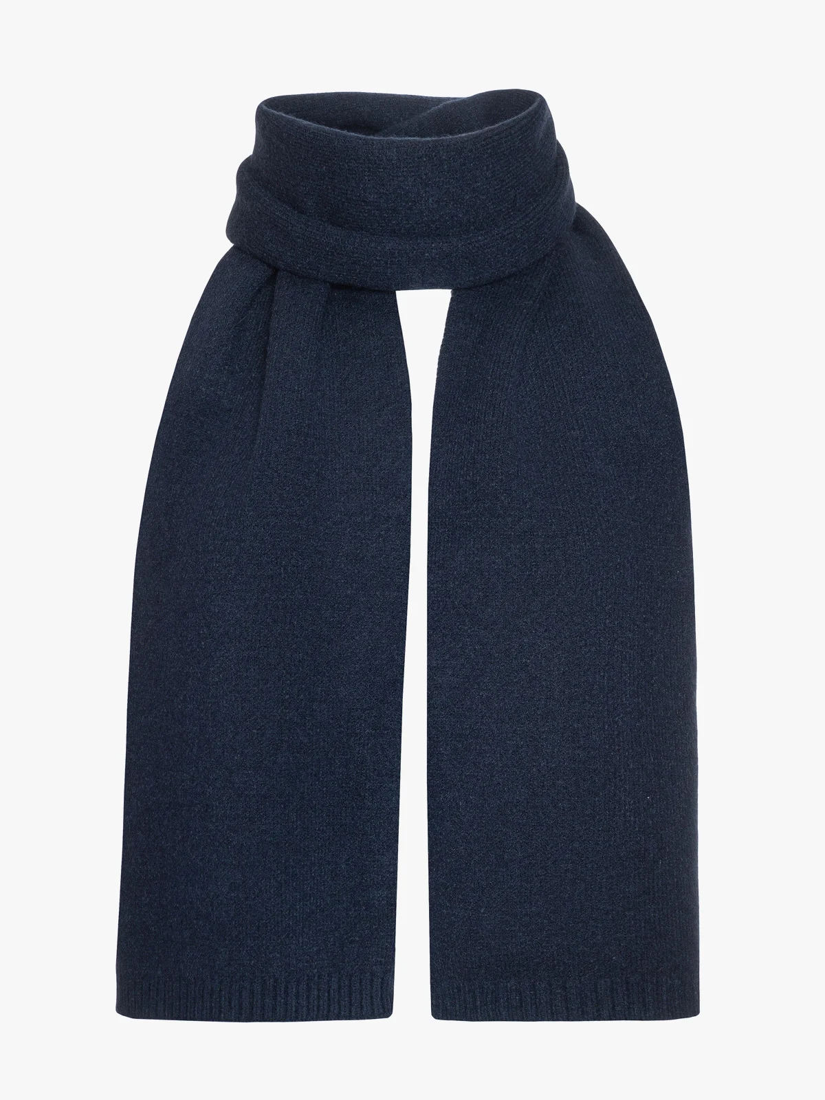 Granatowa czapka oraz szalik wykonane z tkaniny z domieszką wełny