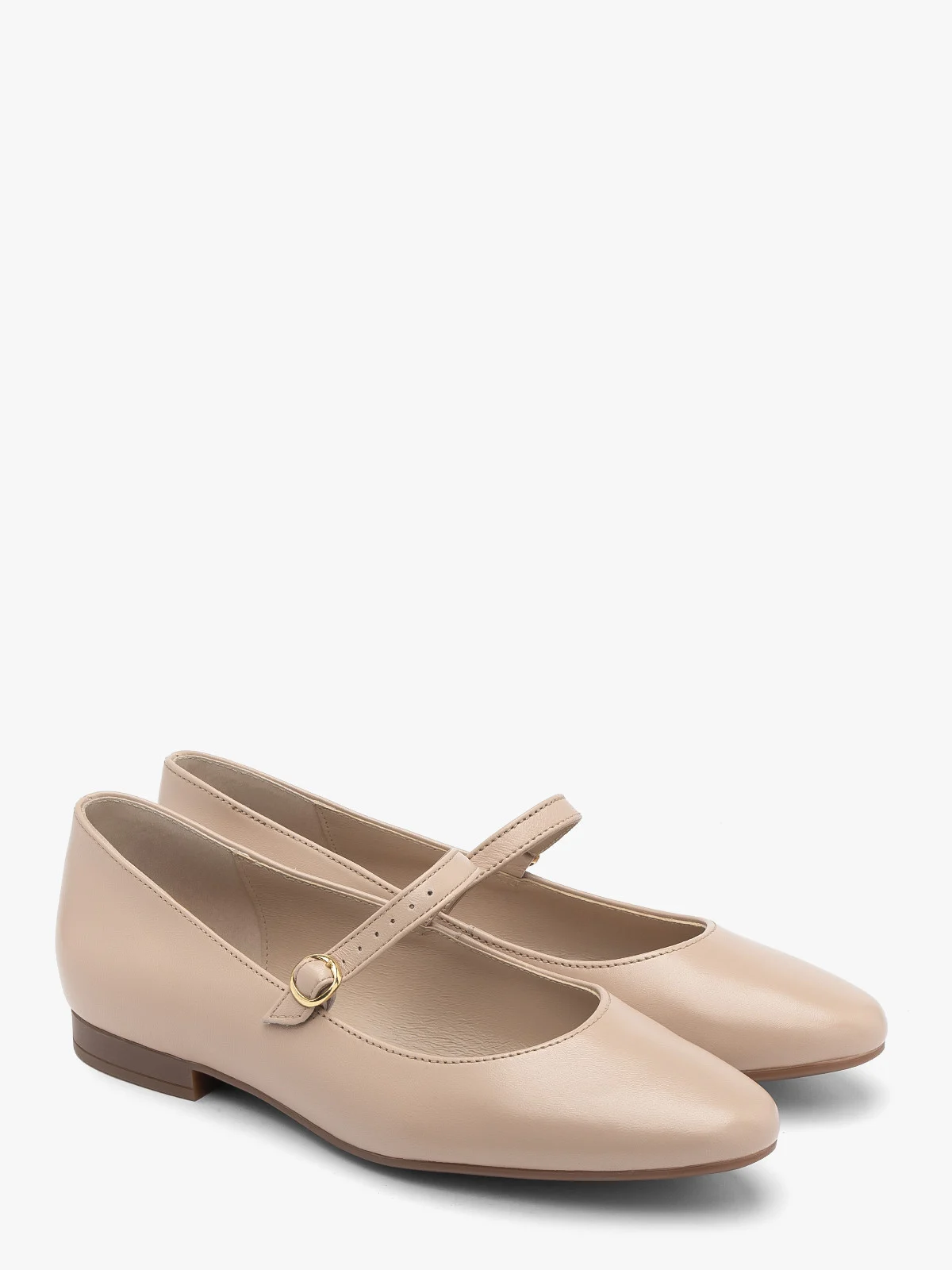 Beżowe baleriny z ozdobnym zapięciem