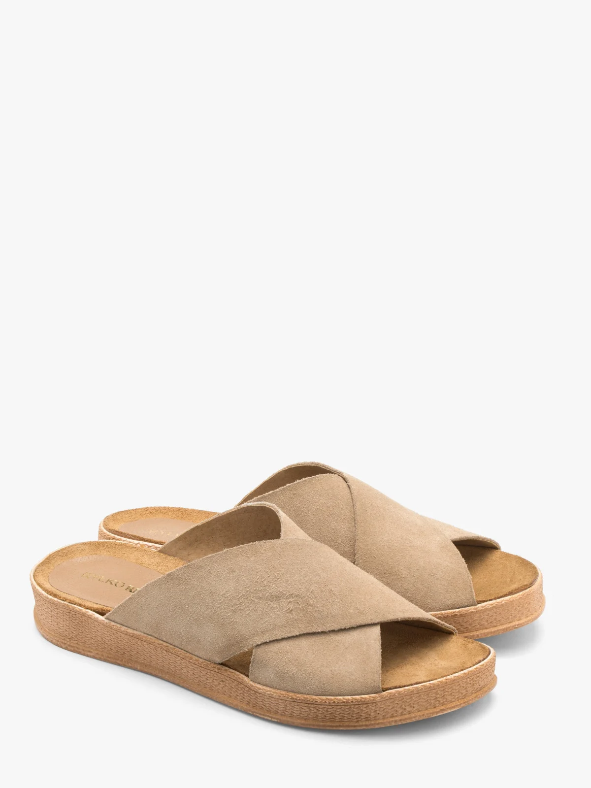 Piaskowe klapki na ozdobnym spodzie