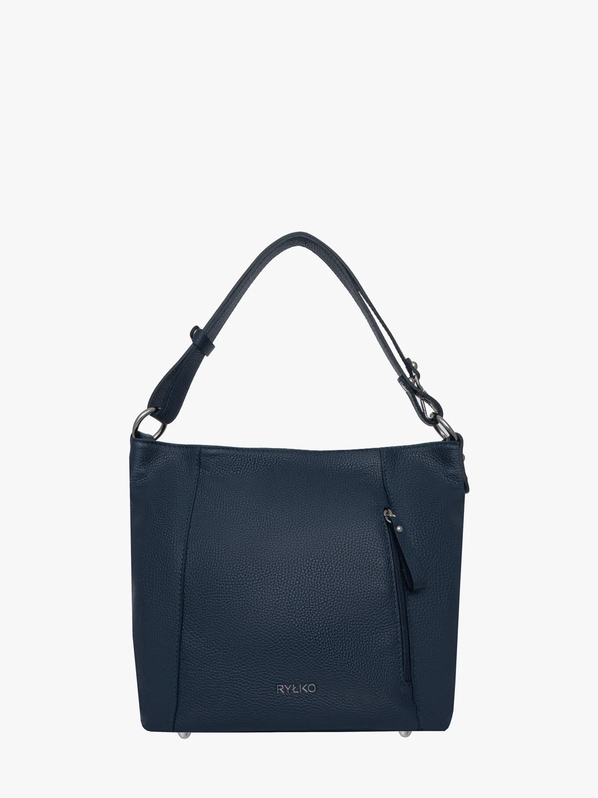 Duża, granatowa torebka shopperka zapinana na zamek