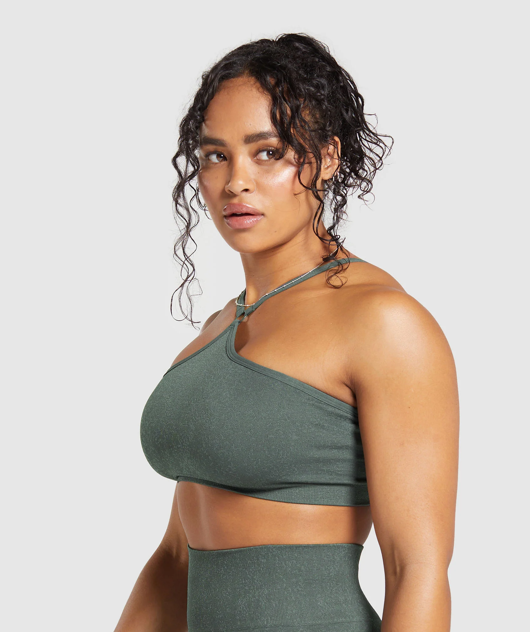 Adapt Fleck Seamless Halterneck Bralette- Slate Teal/Cargo Teal