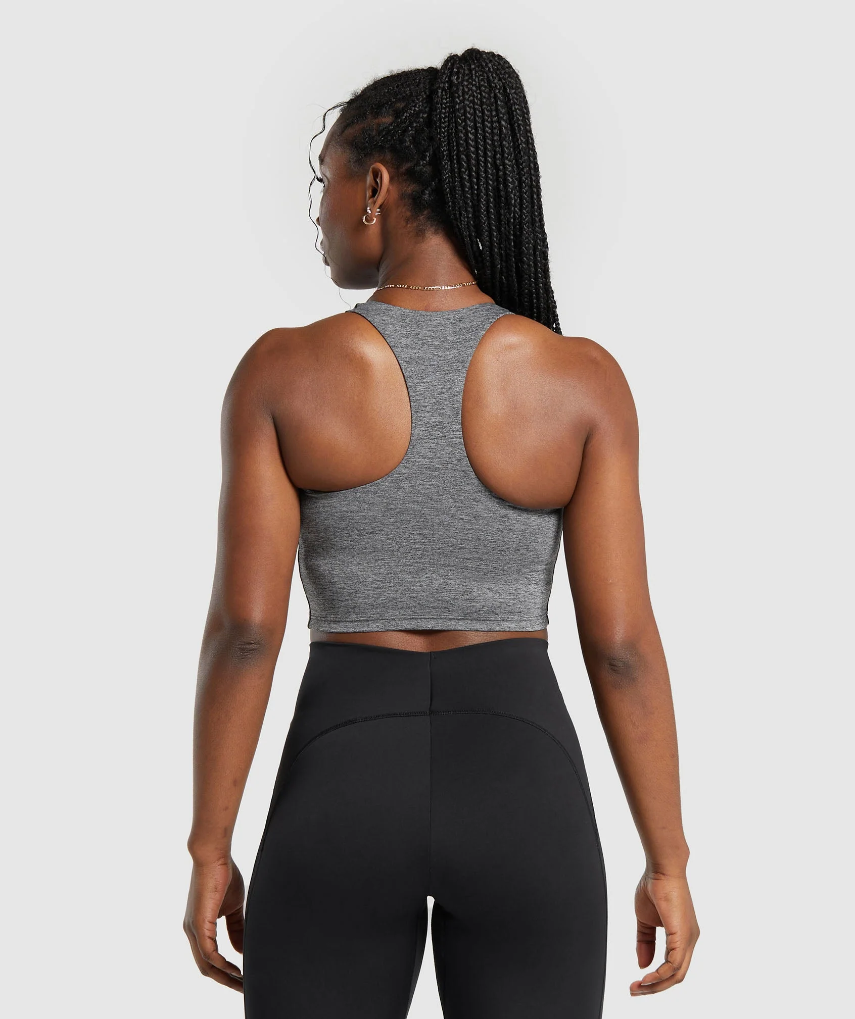 Marl Racer Crop Tank With Shelf