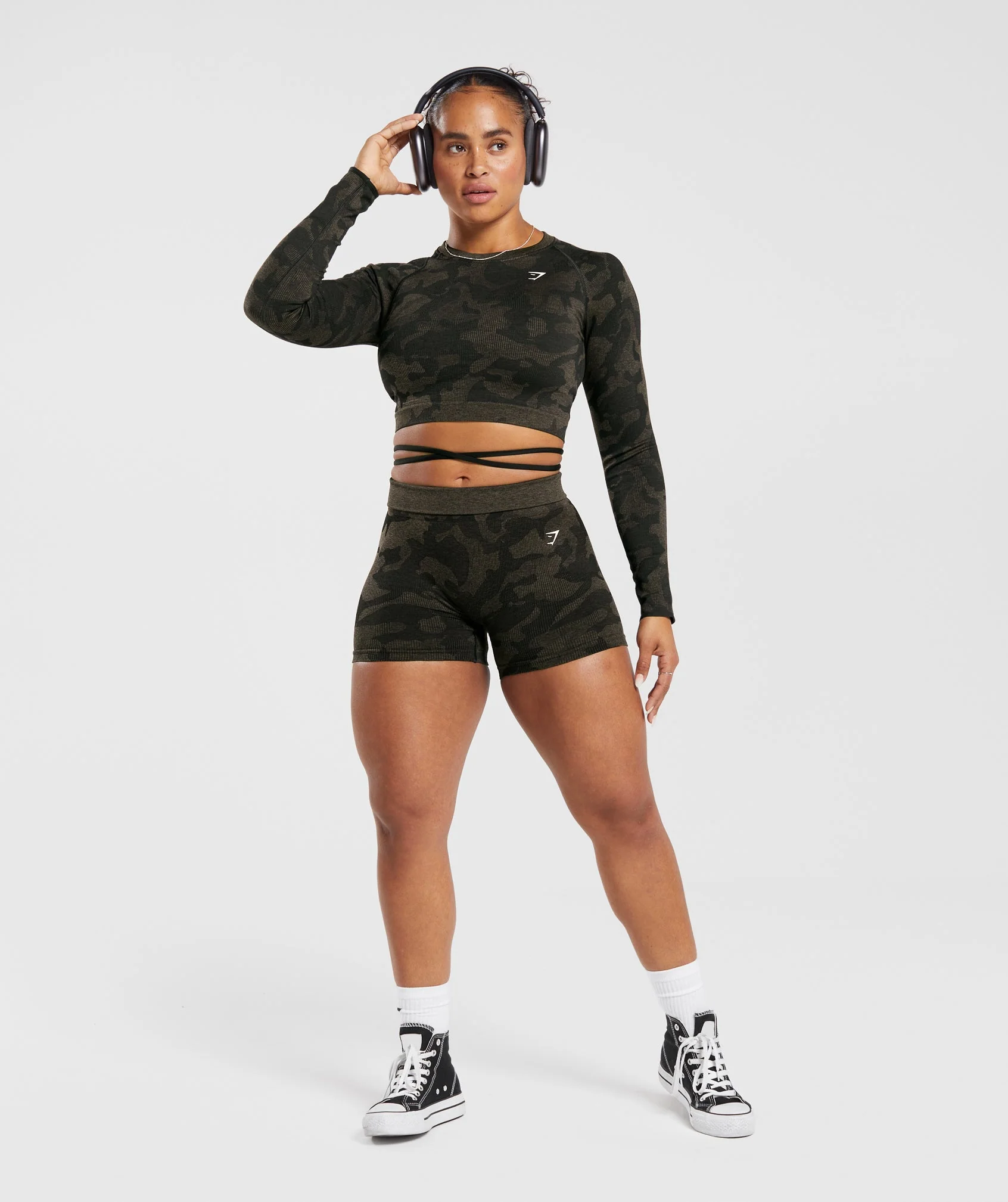 Adapt Camo Seamless Ribbed Long Sleeve Crop Top