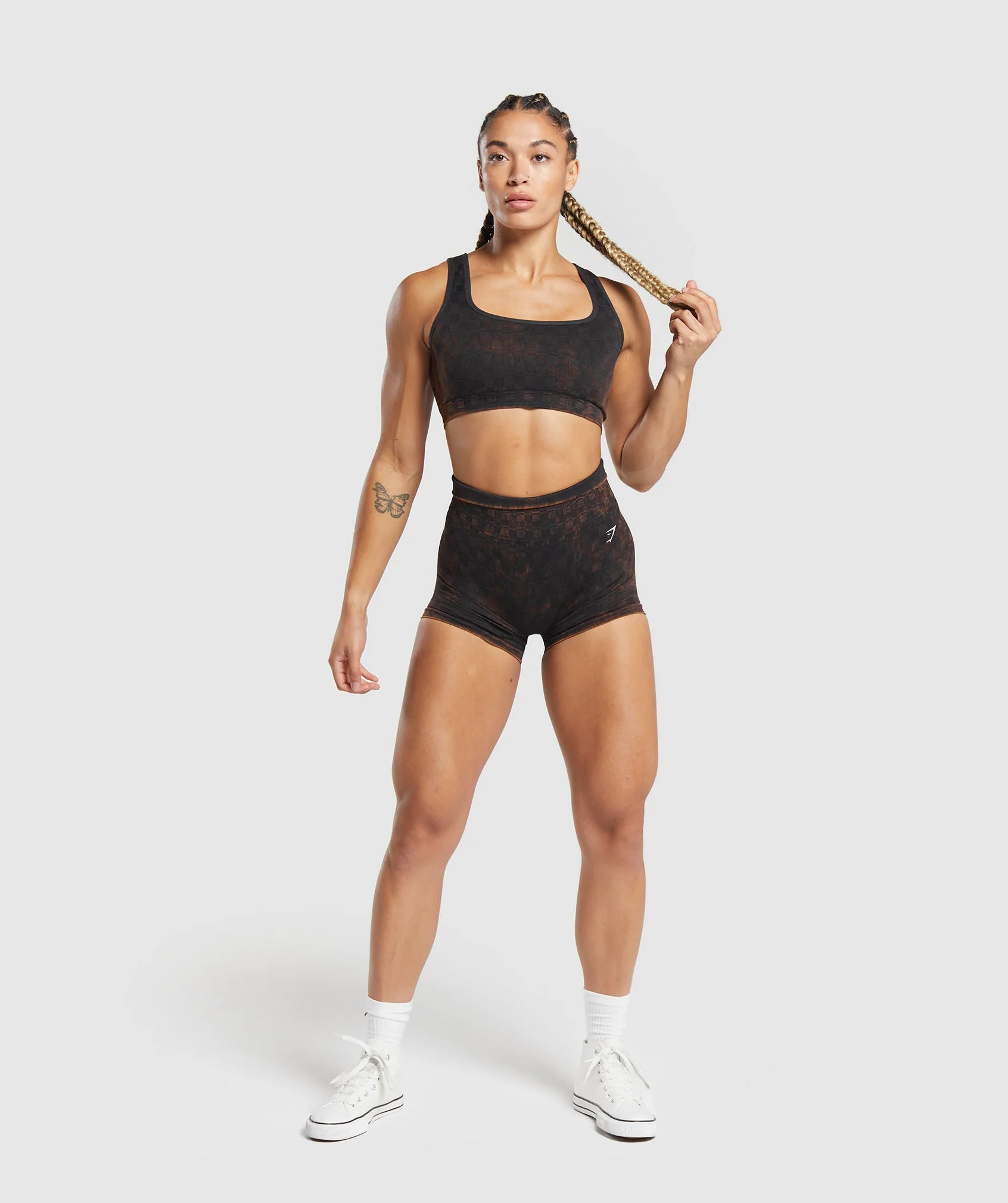 Check Seamless Washed Sports Bra
