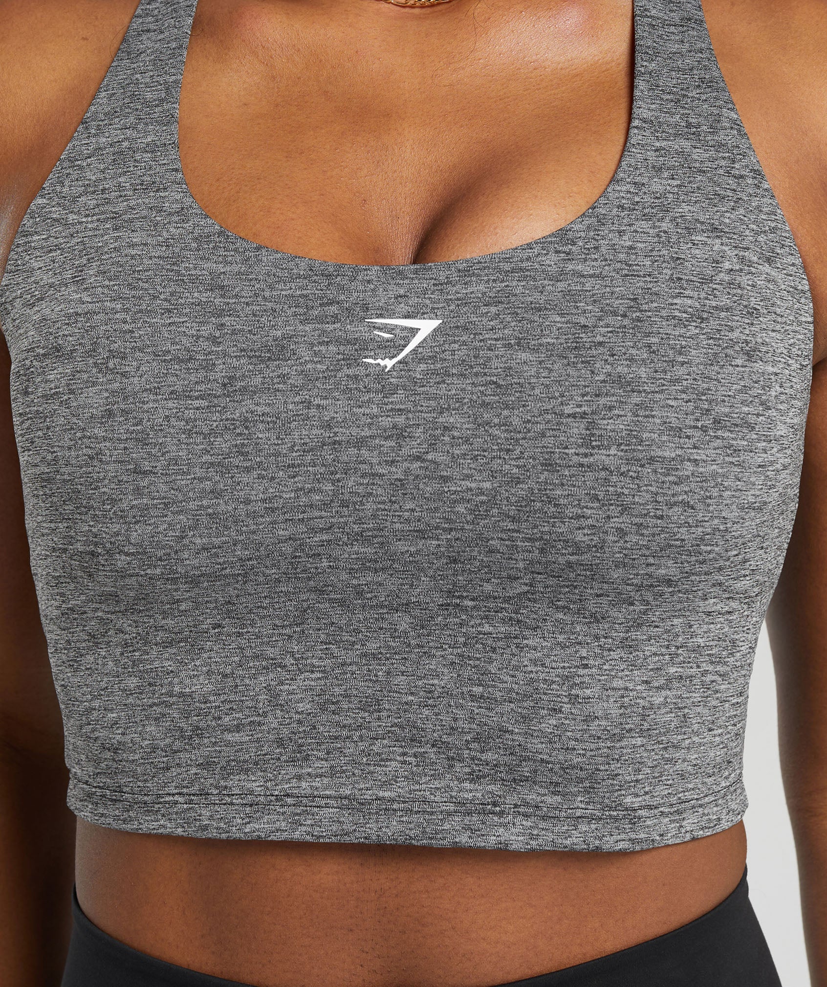 Marl Racer Crop Tank With Shelf