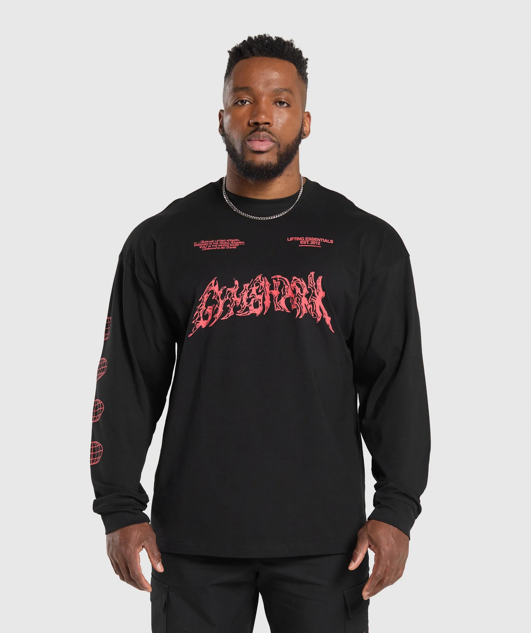 Metal Lifting Graphic Long Sleeve T-Shirt