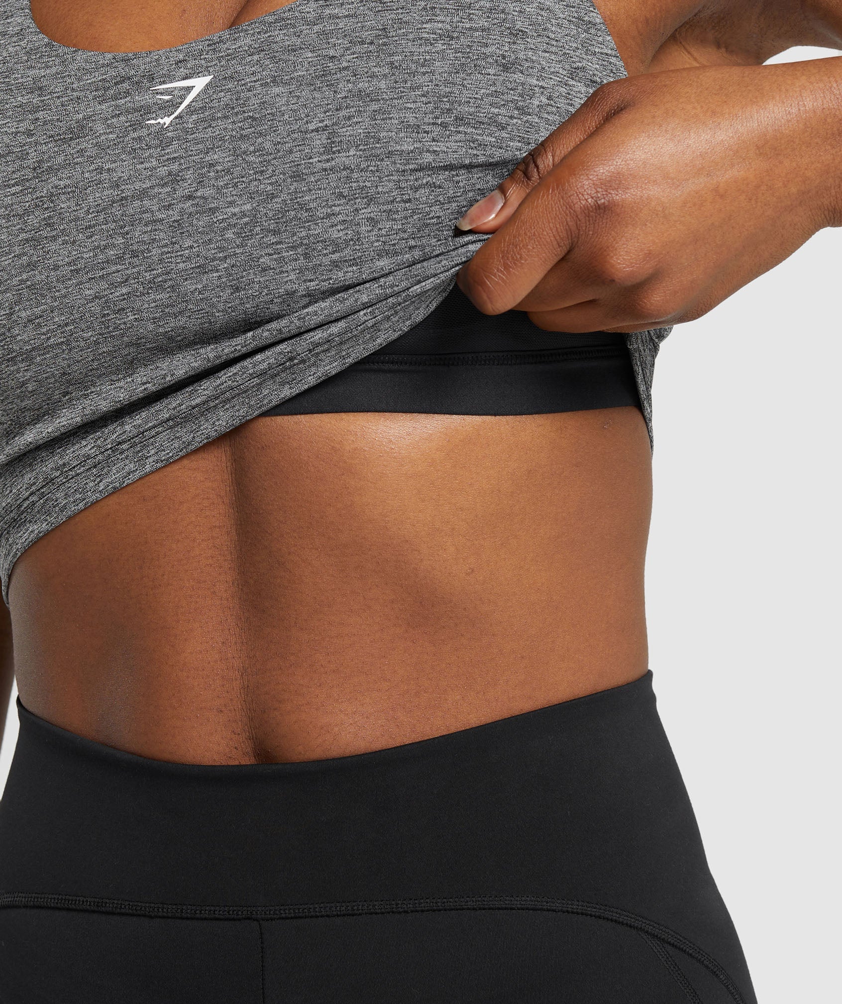 Marl Racer Crop Tank With Shelf