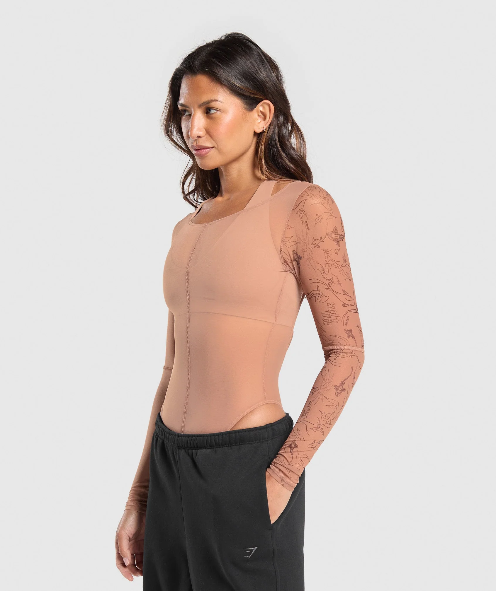 Elevate Tattoo Graphic Mesh Bodysuit