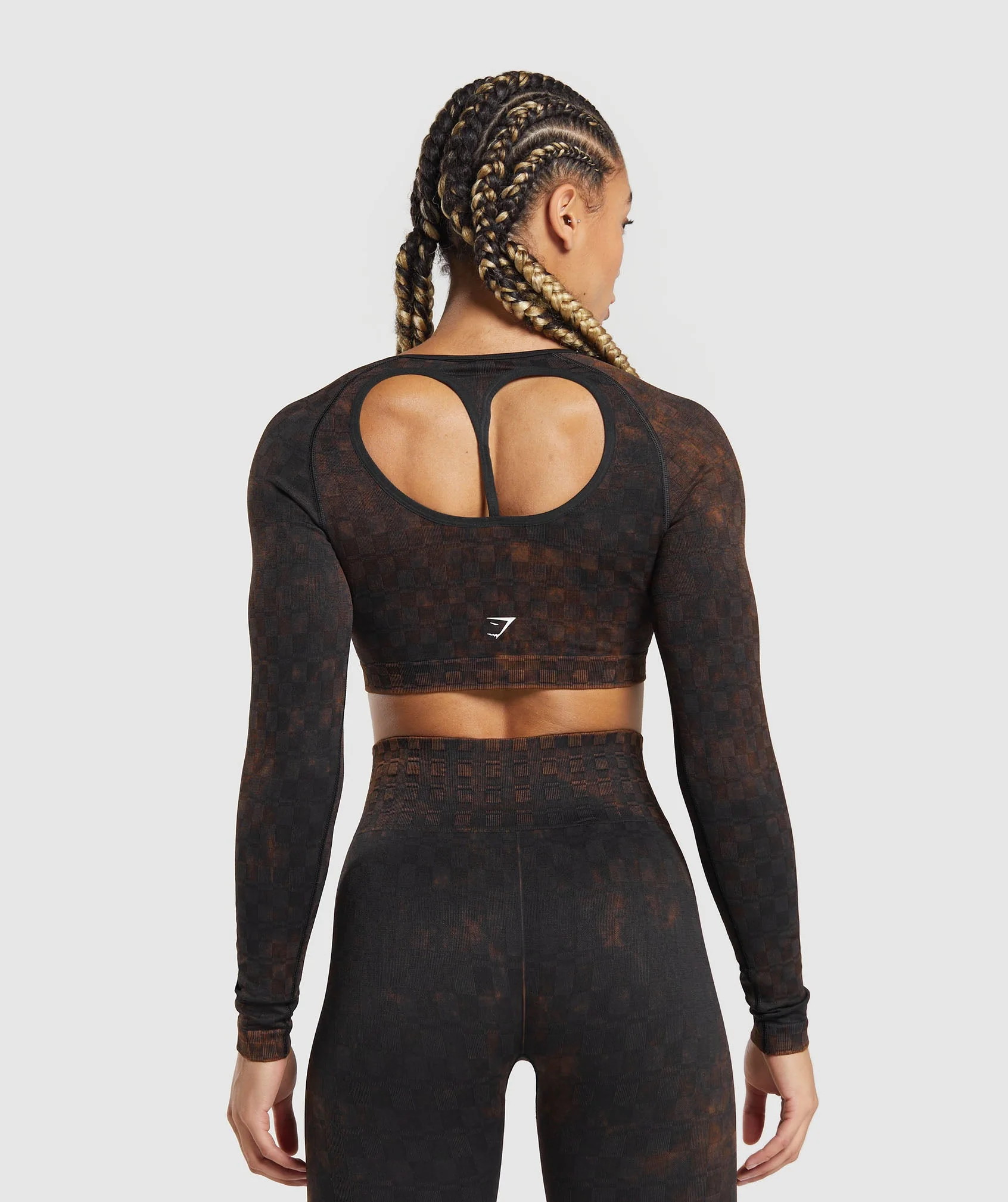 Check Seamless WashedLong Sleeve Top