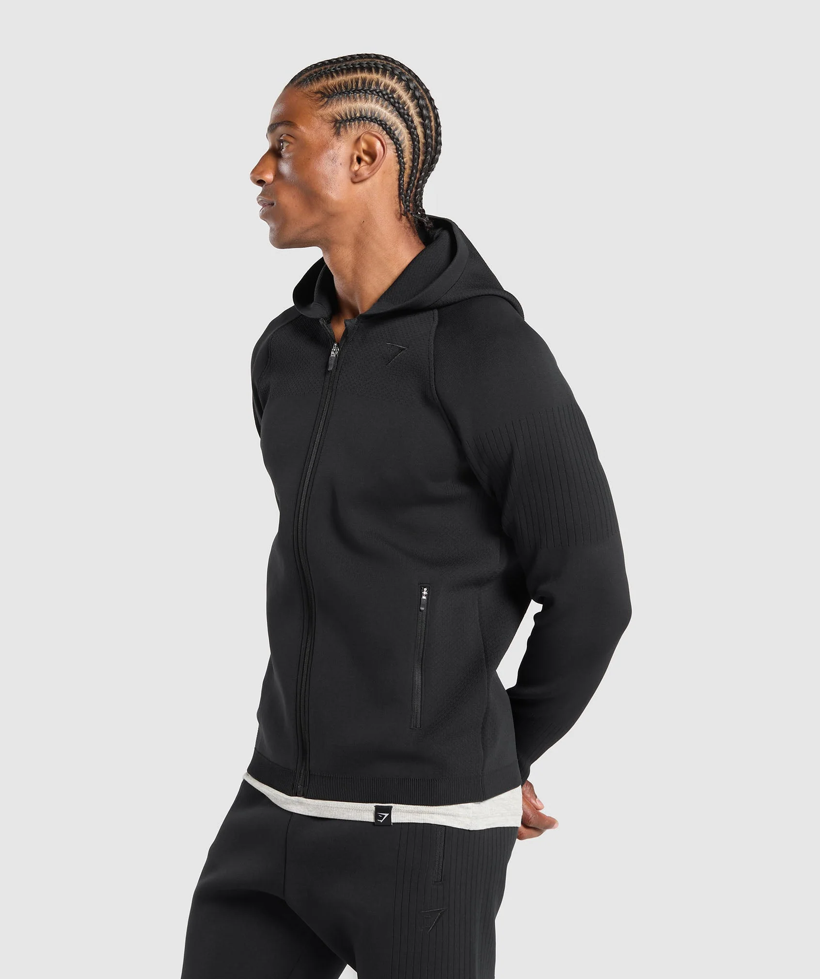 Flat Knit Zip Up Hoodie