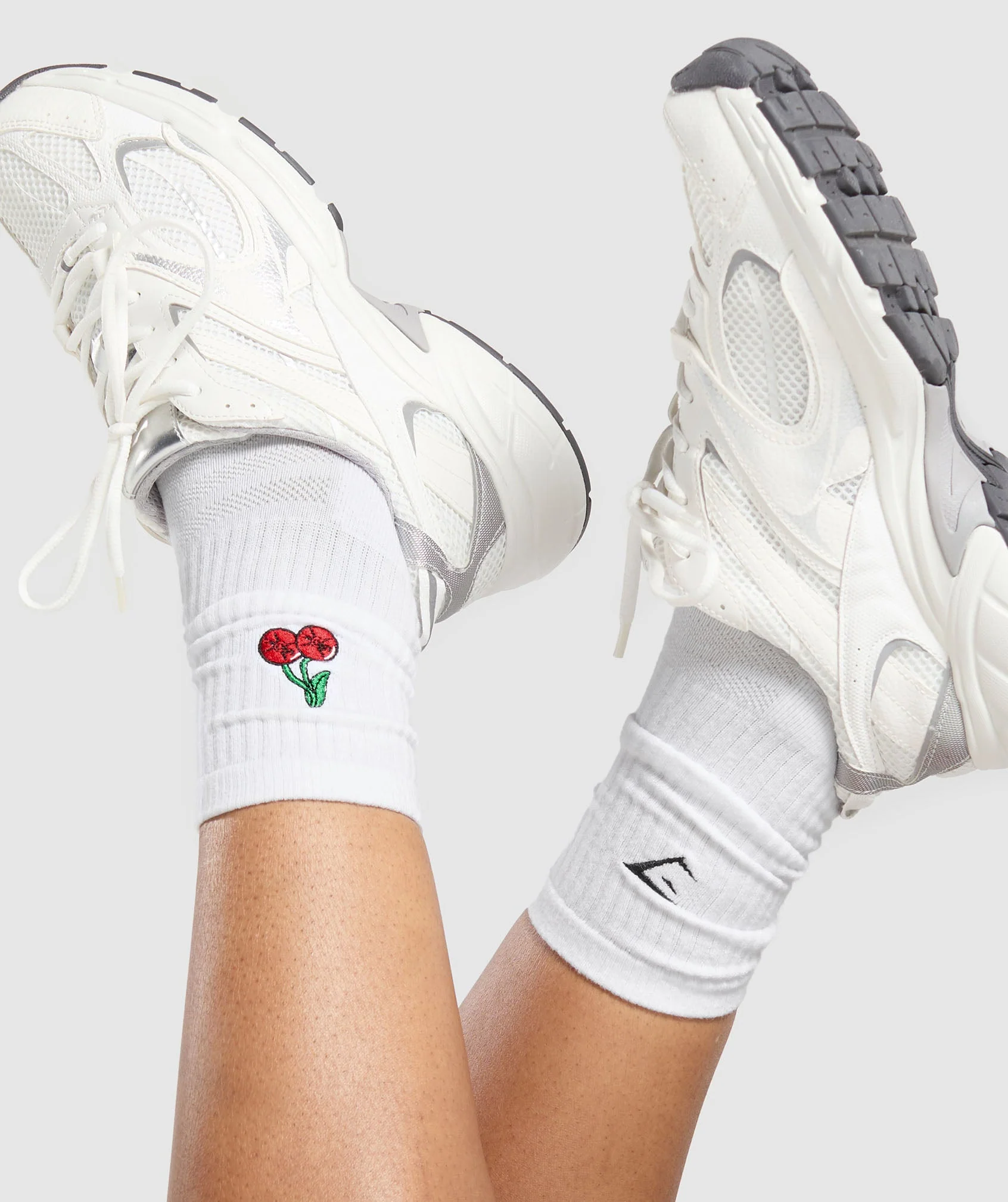 Graphic Cherries Crew Sock Single