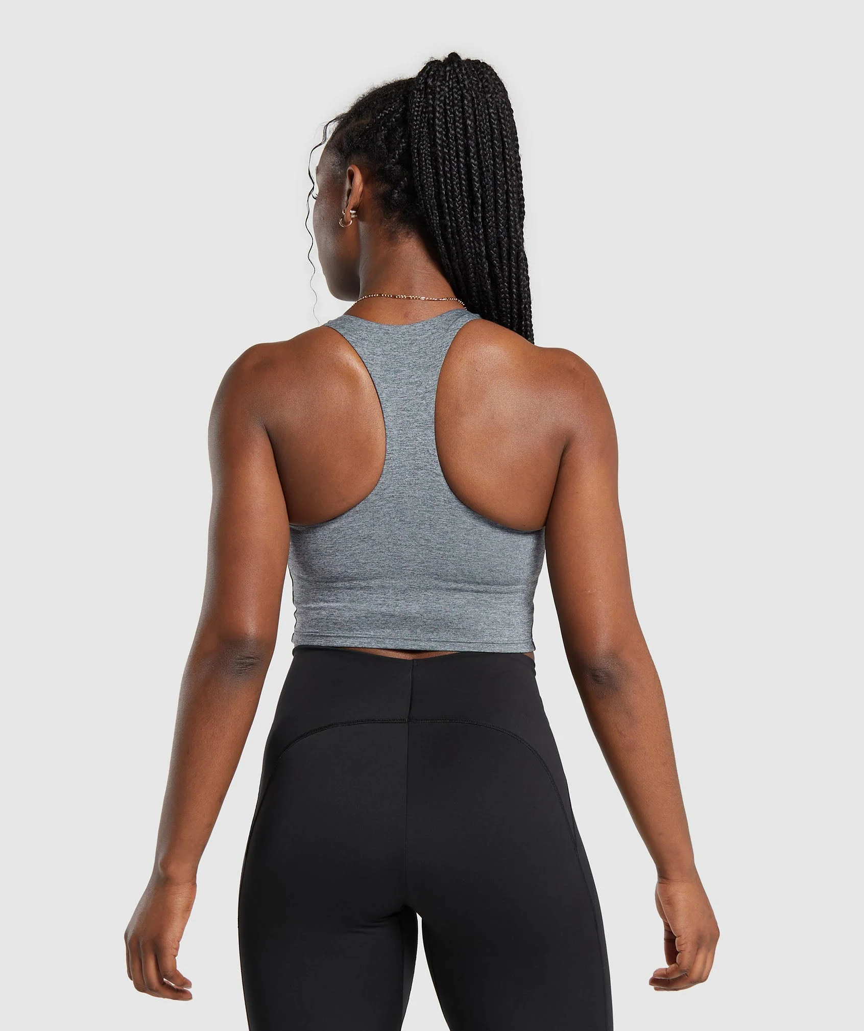 Marl Racer Crop Tank With Shelf