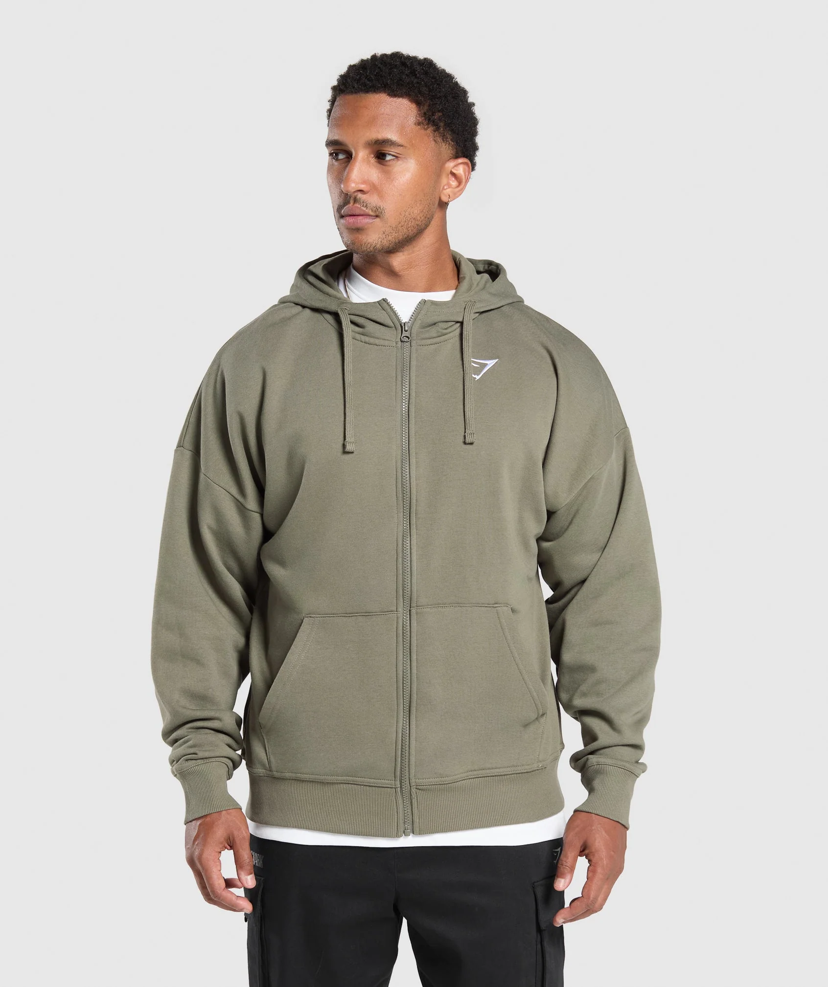 Crest Oversized Zip Up Hoodie