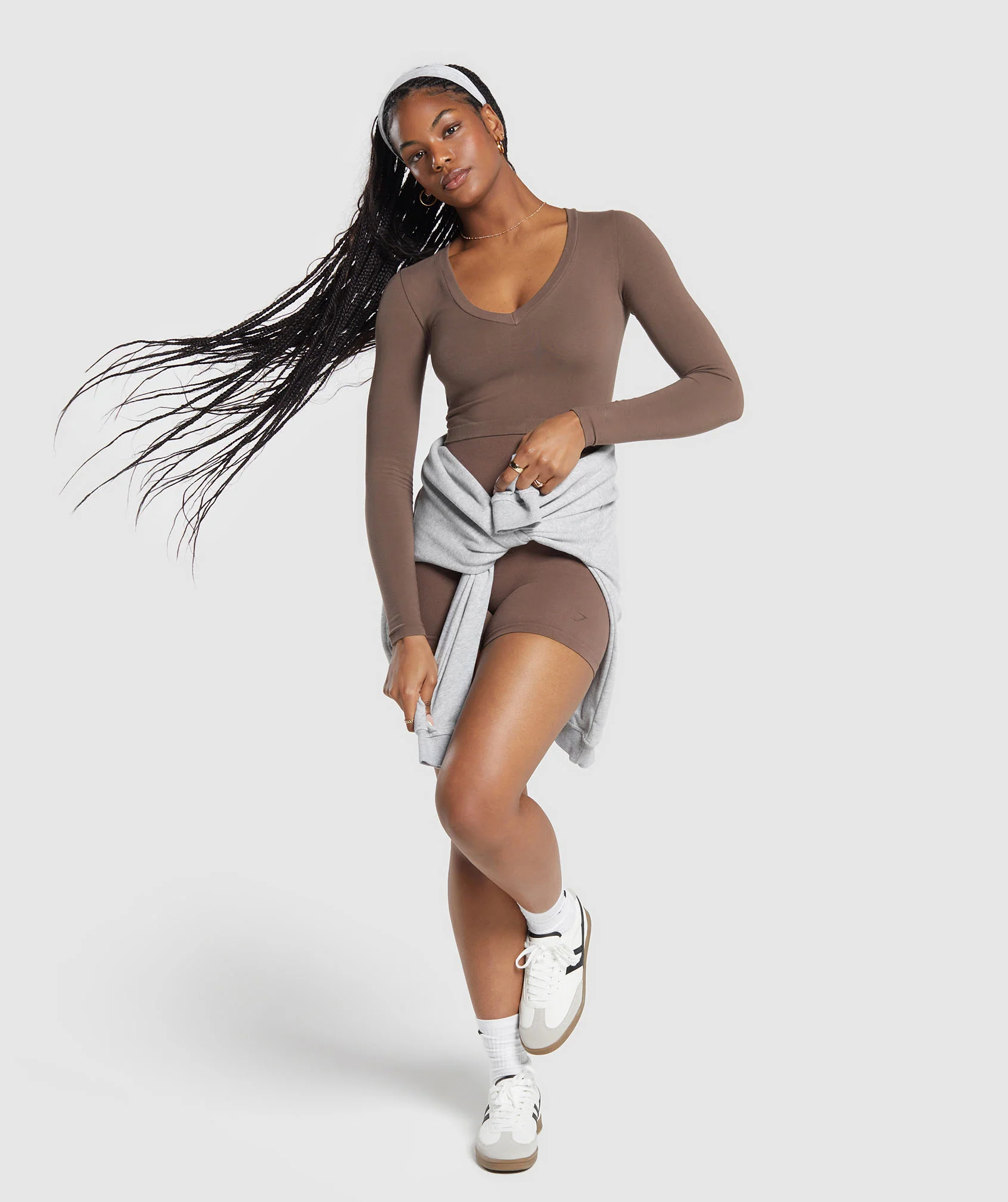 Cotton Seamless Long Sleeve Midi Top