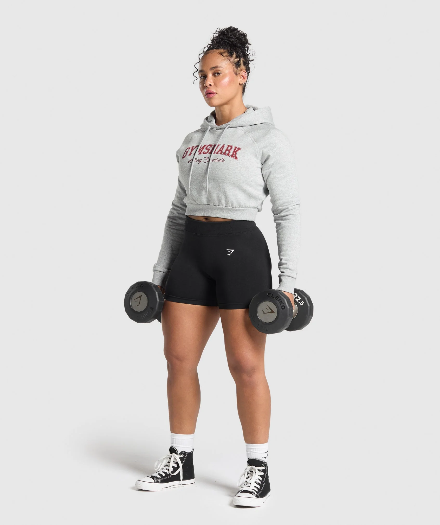 Lifting Essentials Graphic Cropped Hoodie