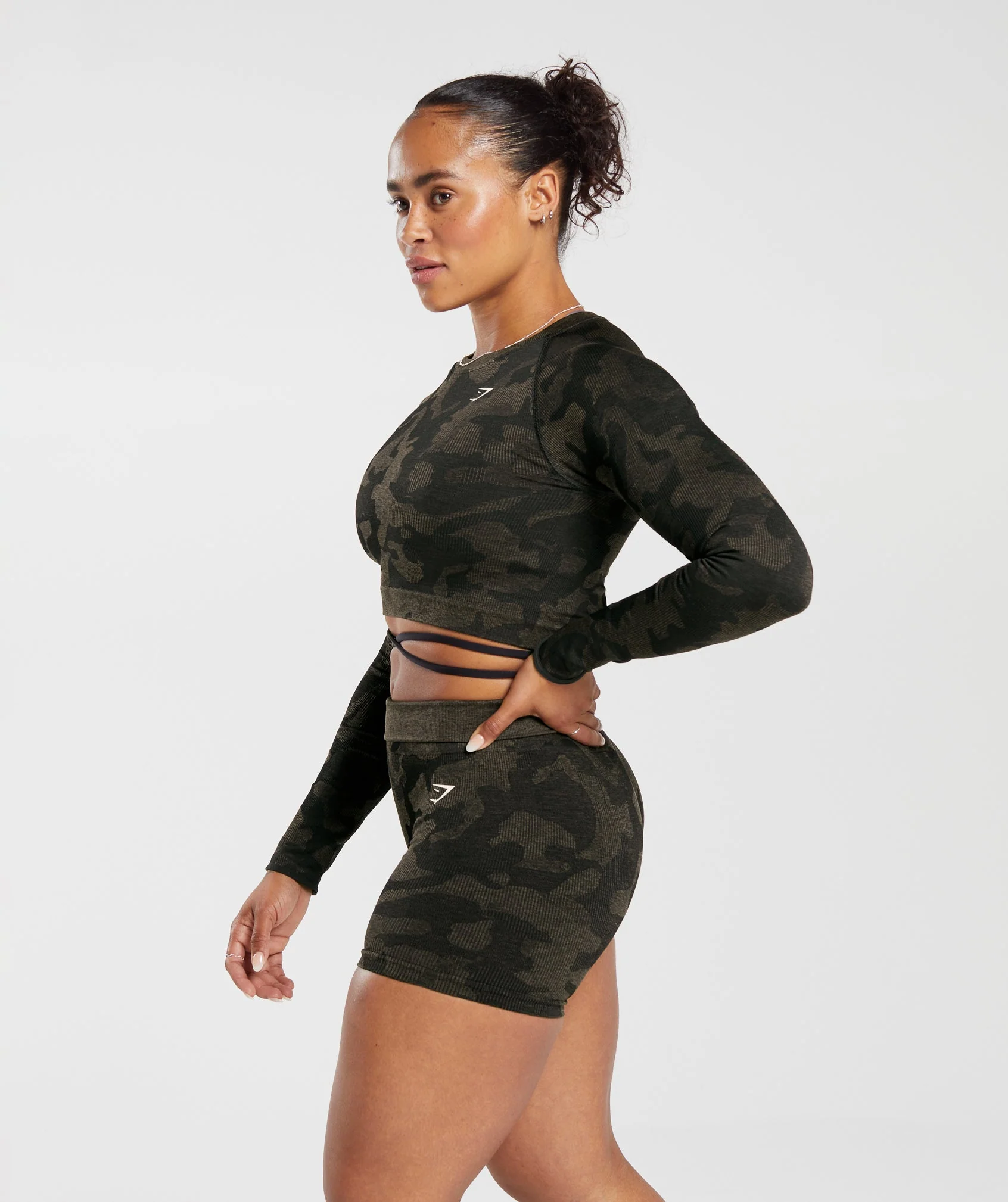 Adapt Camo Seamless Ribbed Long Sleeve Crop Top