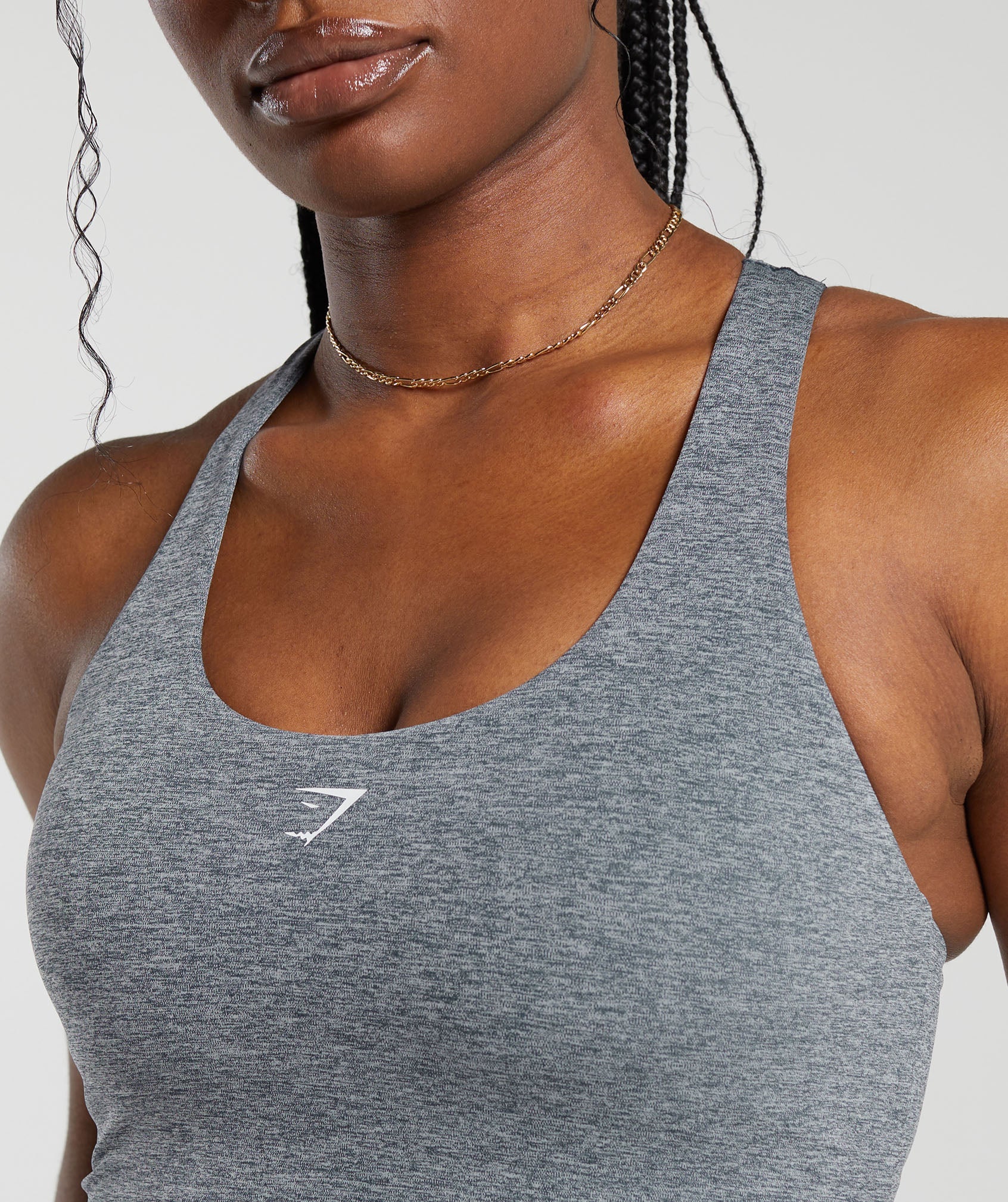 Marl Racer Crop Tank With Shelf