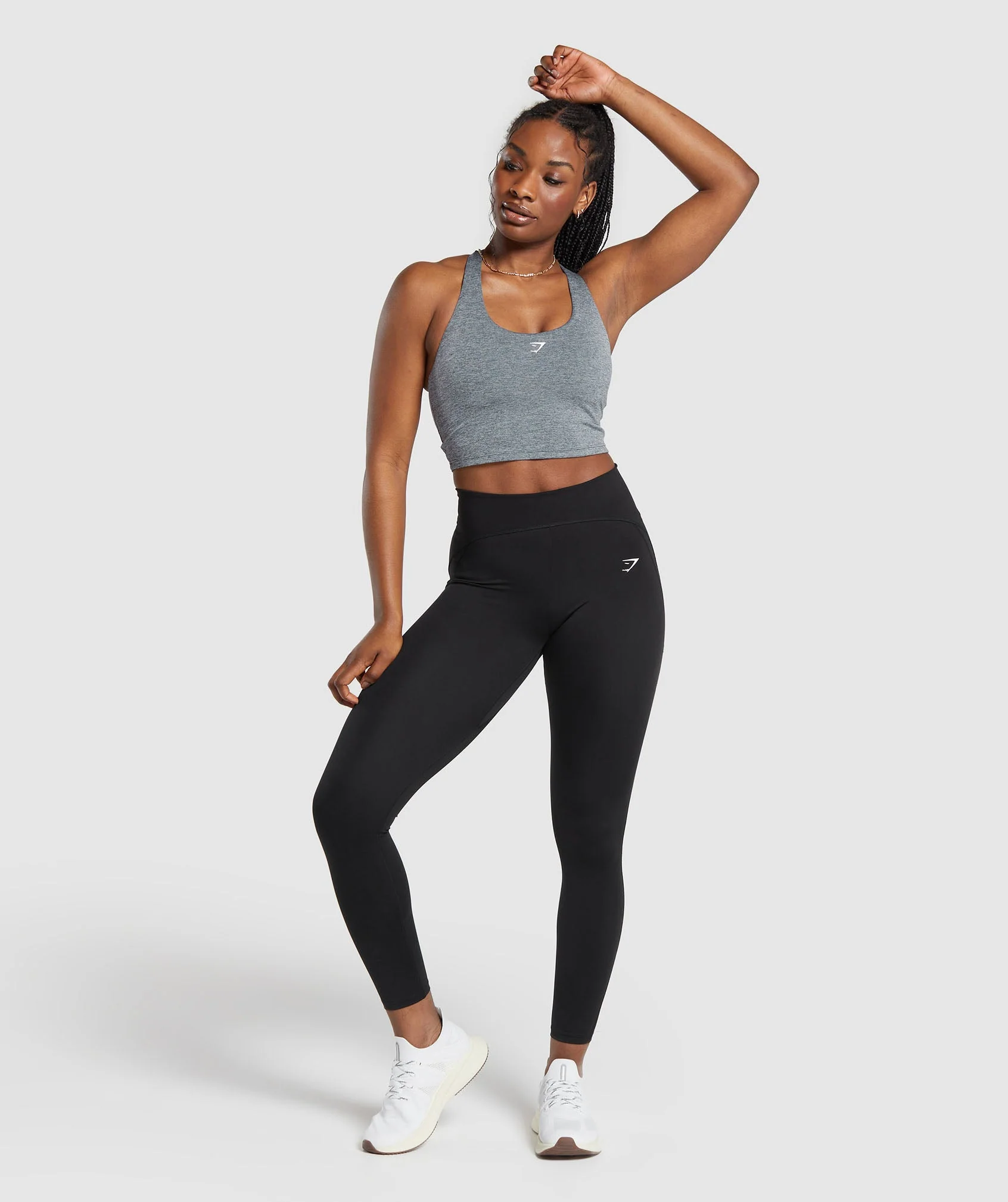 Marl Racer Crop Tank With Shelf