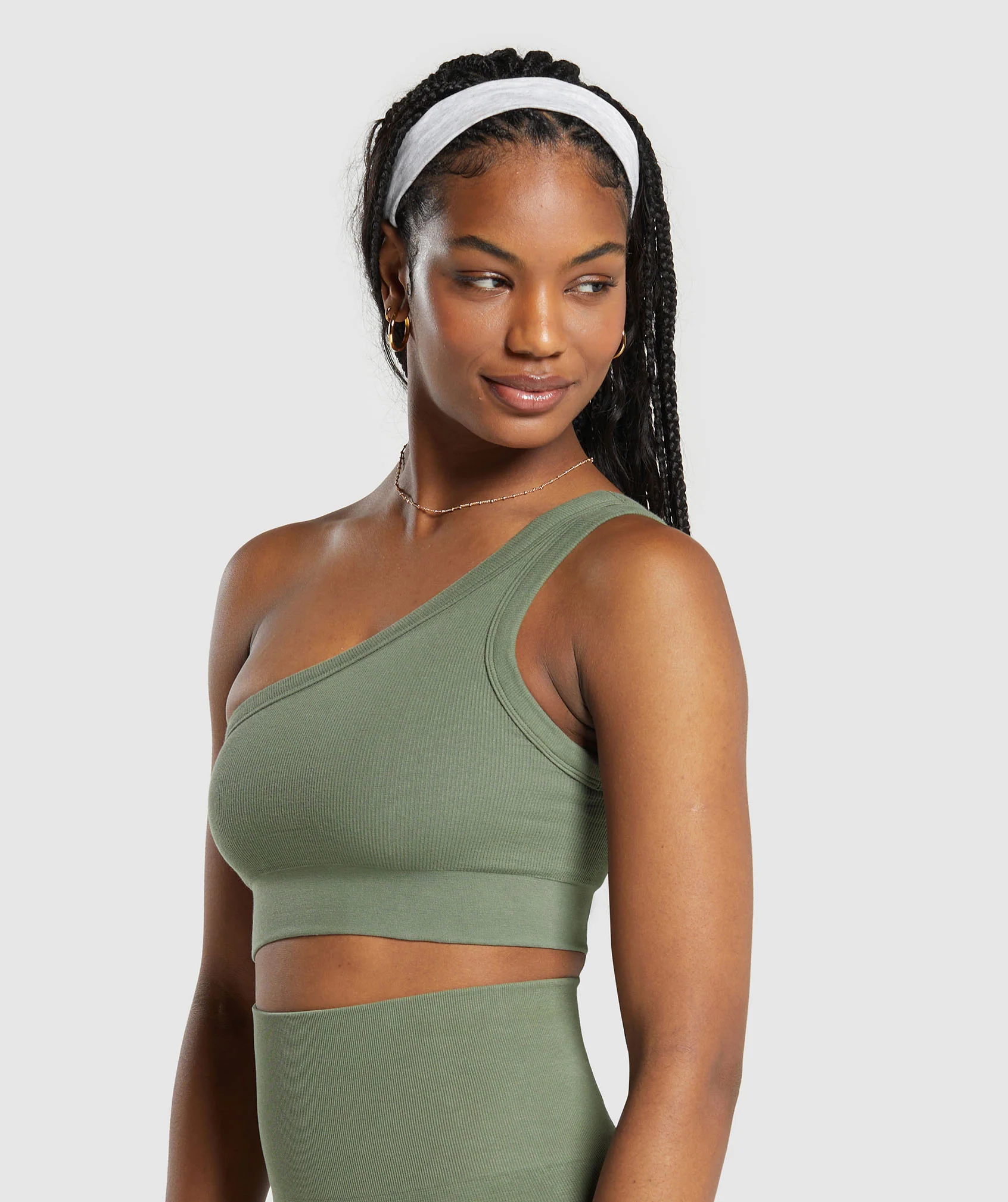 Ribbed Cotton Seamless One ShoulderBra