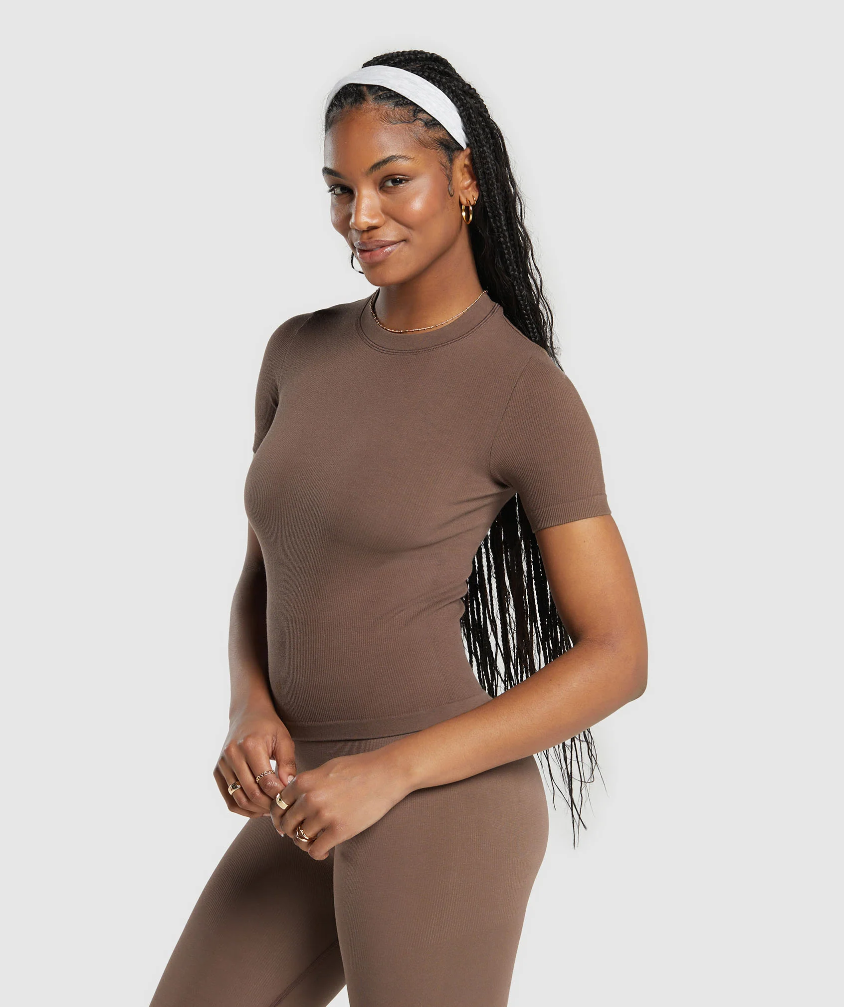 Ribbed Cotton Seamless T-Shirt