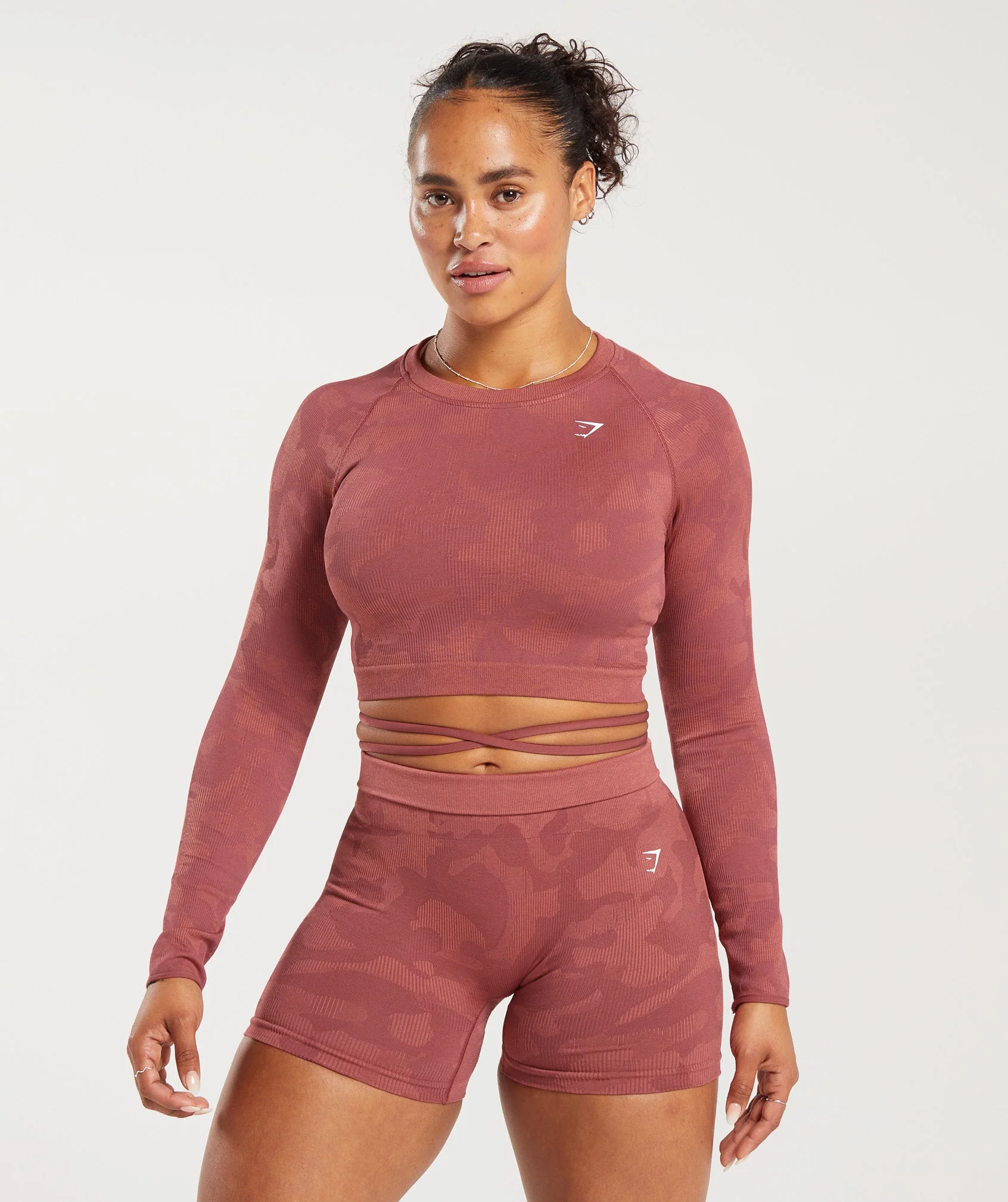 Adapt Camo Seamless Ribbed Long Sleeve Crop Top