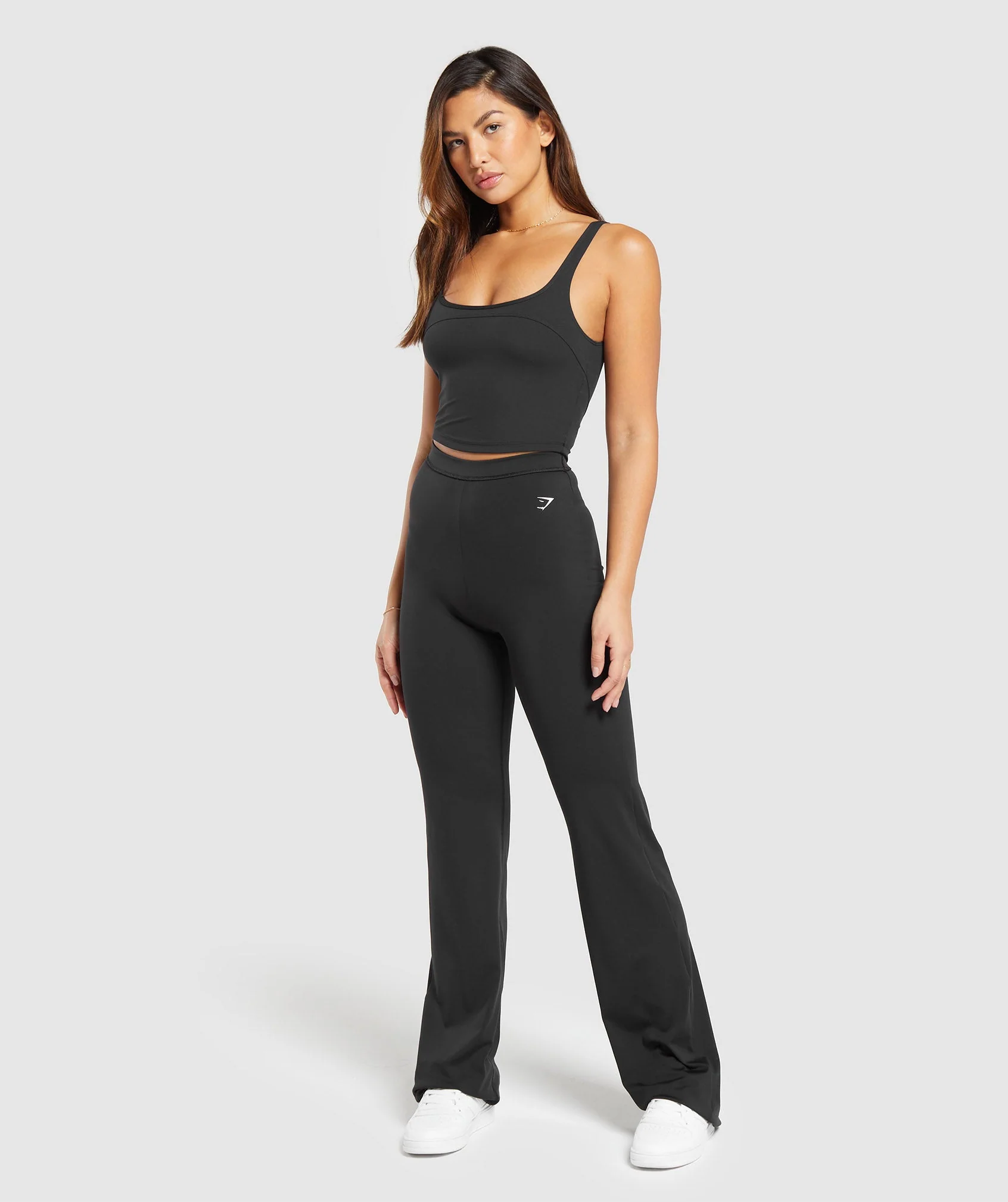 Scoop Back Crop Tank- Black