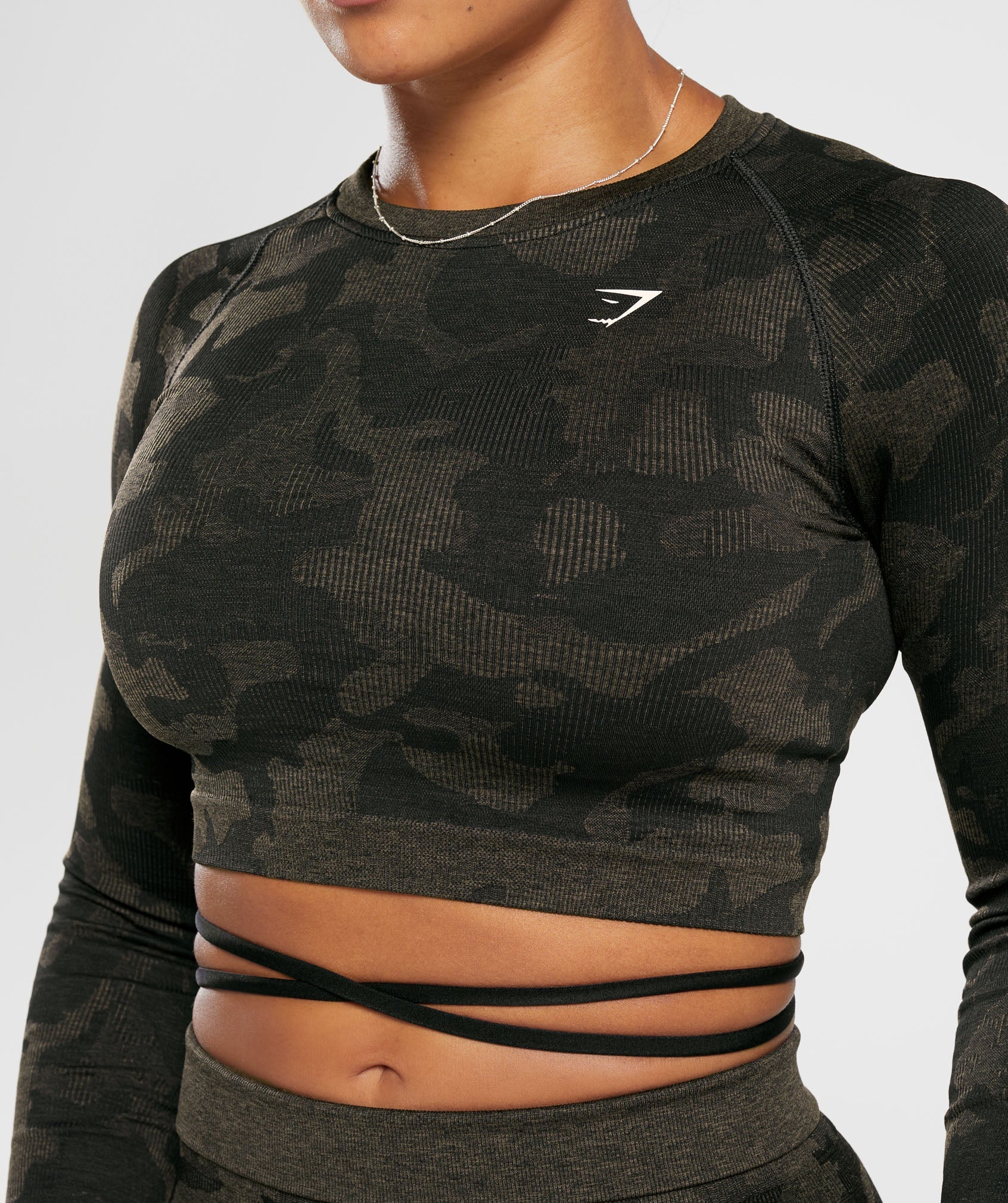 Adapt Camo Seamless Ribbed Long Sleeve Crop Top