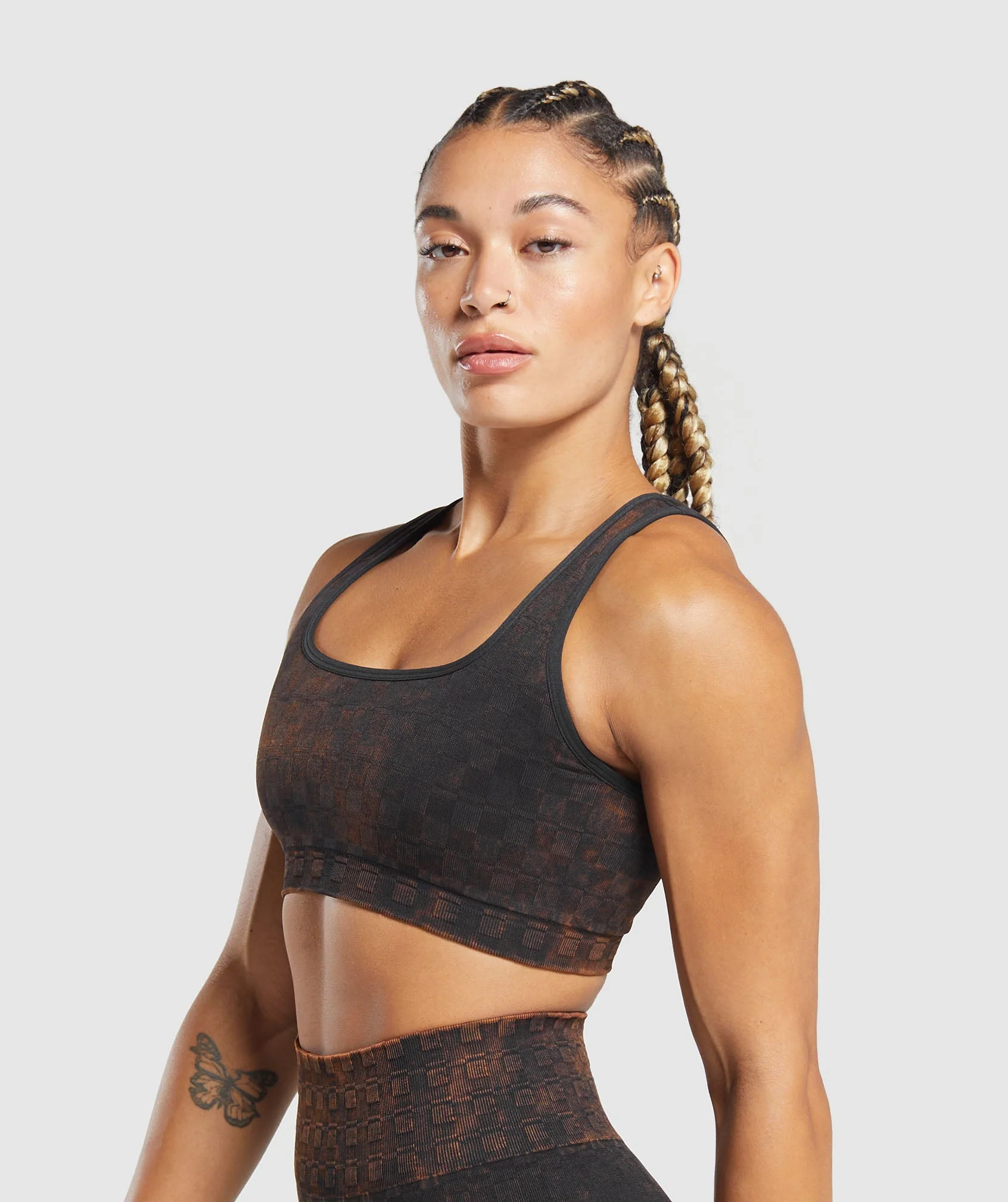 Check Seamless Washed Sports Bra