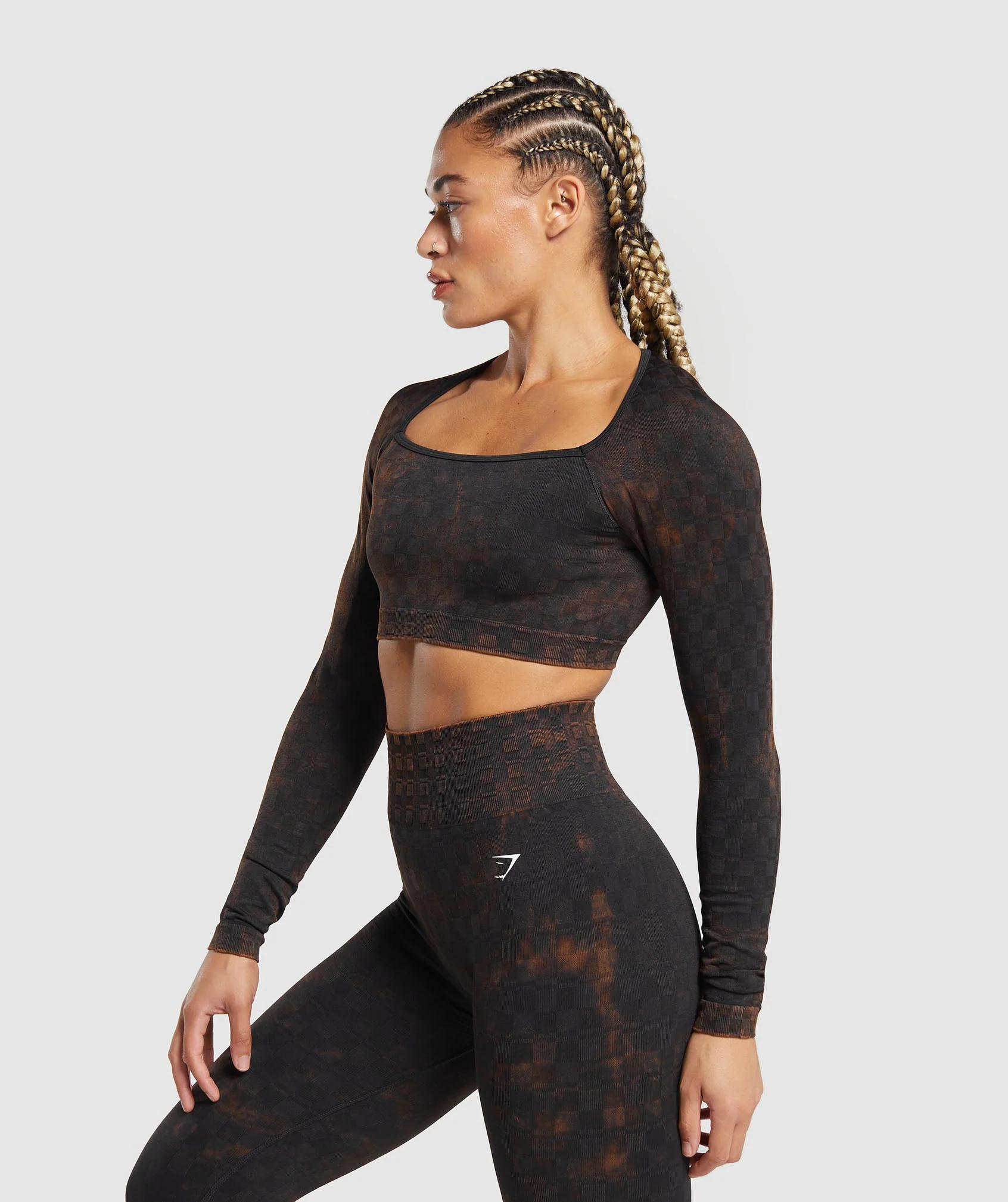 Check Seamless WashedLong Sleeve Top