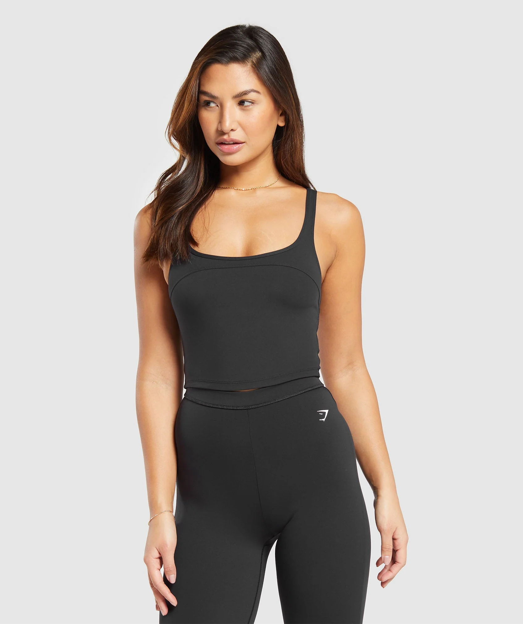 Scoop Back Crop Tank- Black